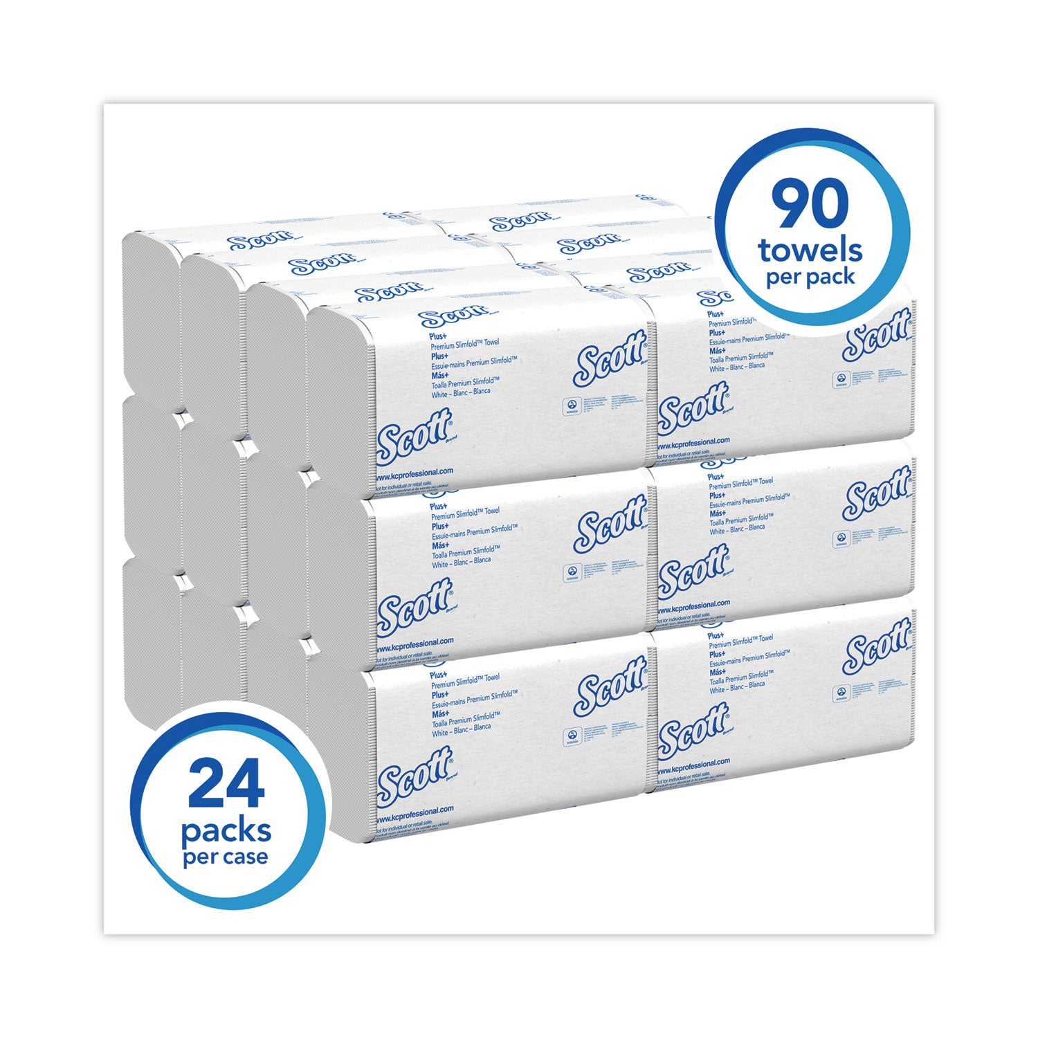 Slimfold Towels, 1-Ply, 7.5 x 11.6, White, 90/Pack, 24 Packs/Carton -