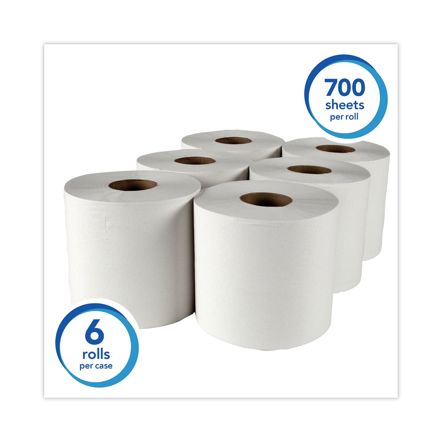 Essential Roll Center-Pull Towels, 1-Ply, 8 x 12, White, 700/Roll, 6 Rolls/Carton -