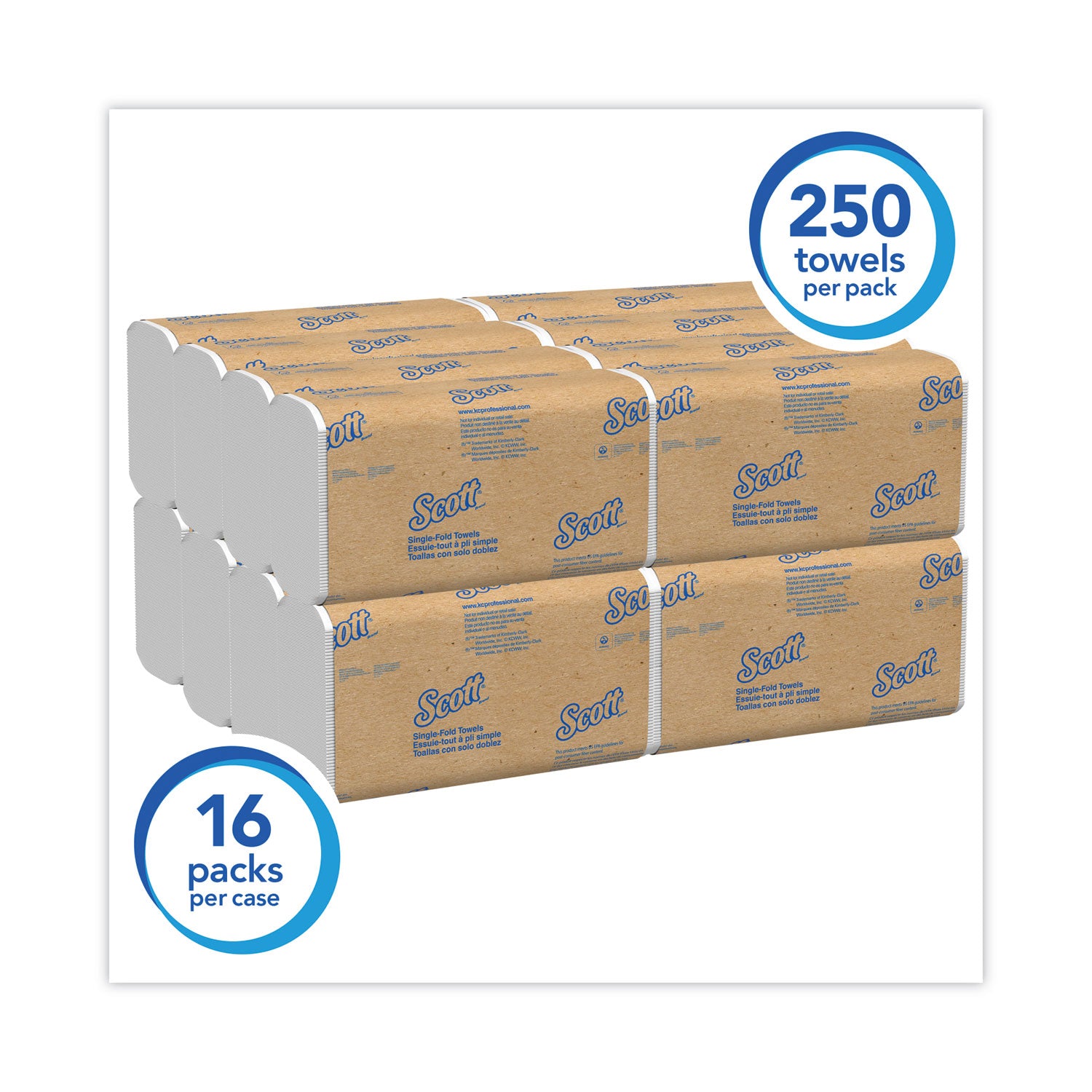 Essential Single-Fold Towels, Absorbency Pockets, 9.3 x 10.5, 250/Pack, 16 Packs/Carton -