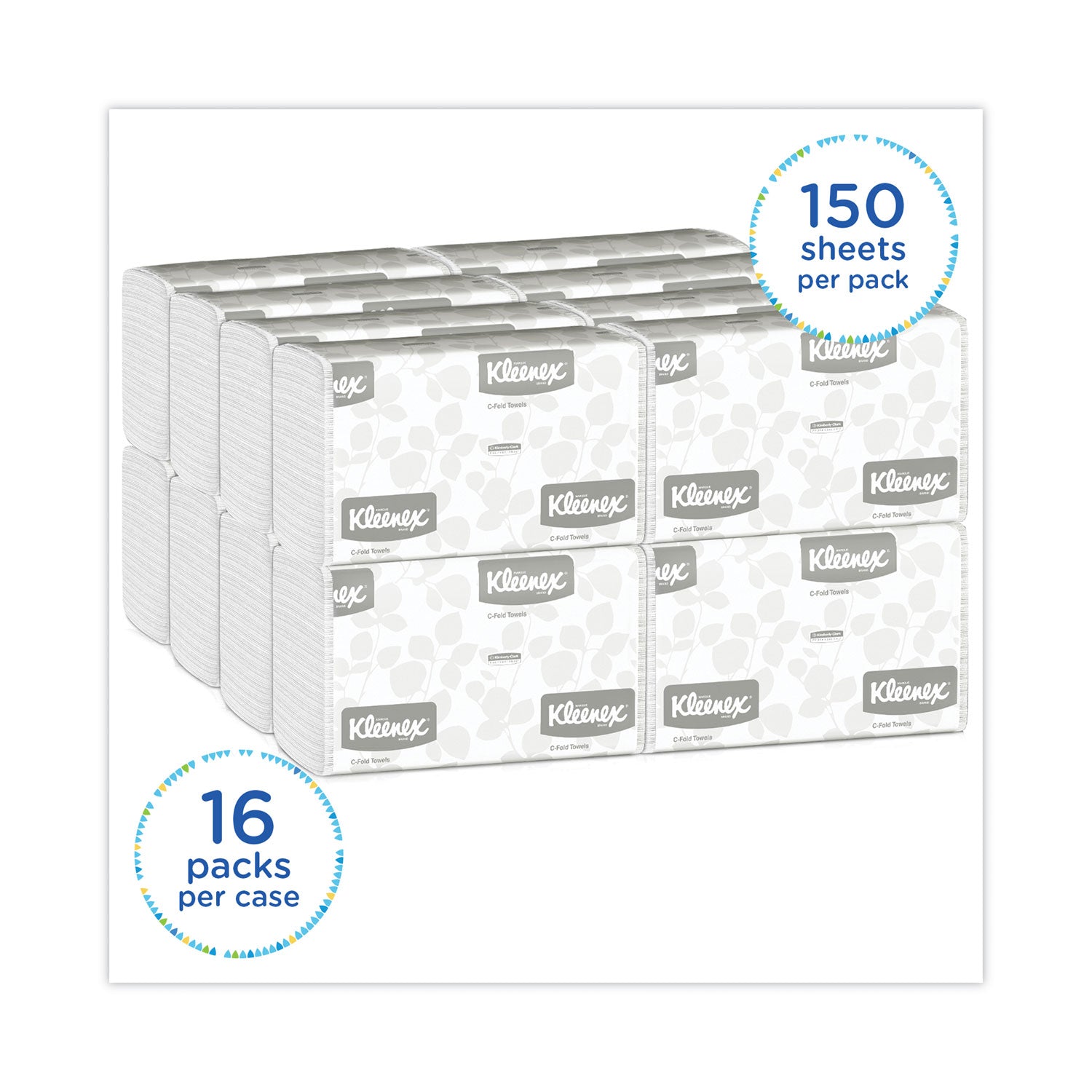 C-Fold Paper Towels, 1-Ply, 10.13 x 13.15, White, 150/Pack, 16 Packs/Carton -