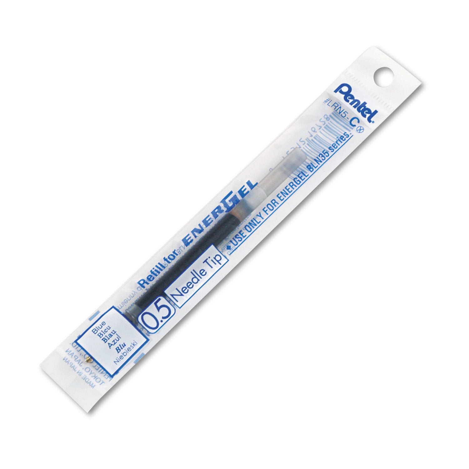 Refill for Pentel EnerGel Retractable Liquid Gel Pens, Fine Needle Tip, Blue Ink -