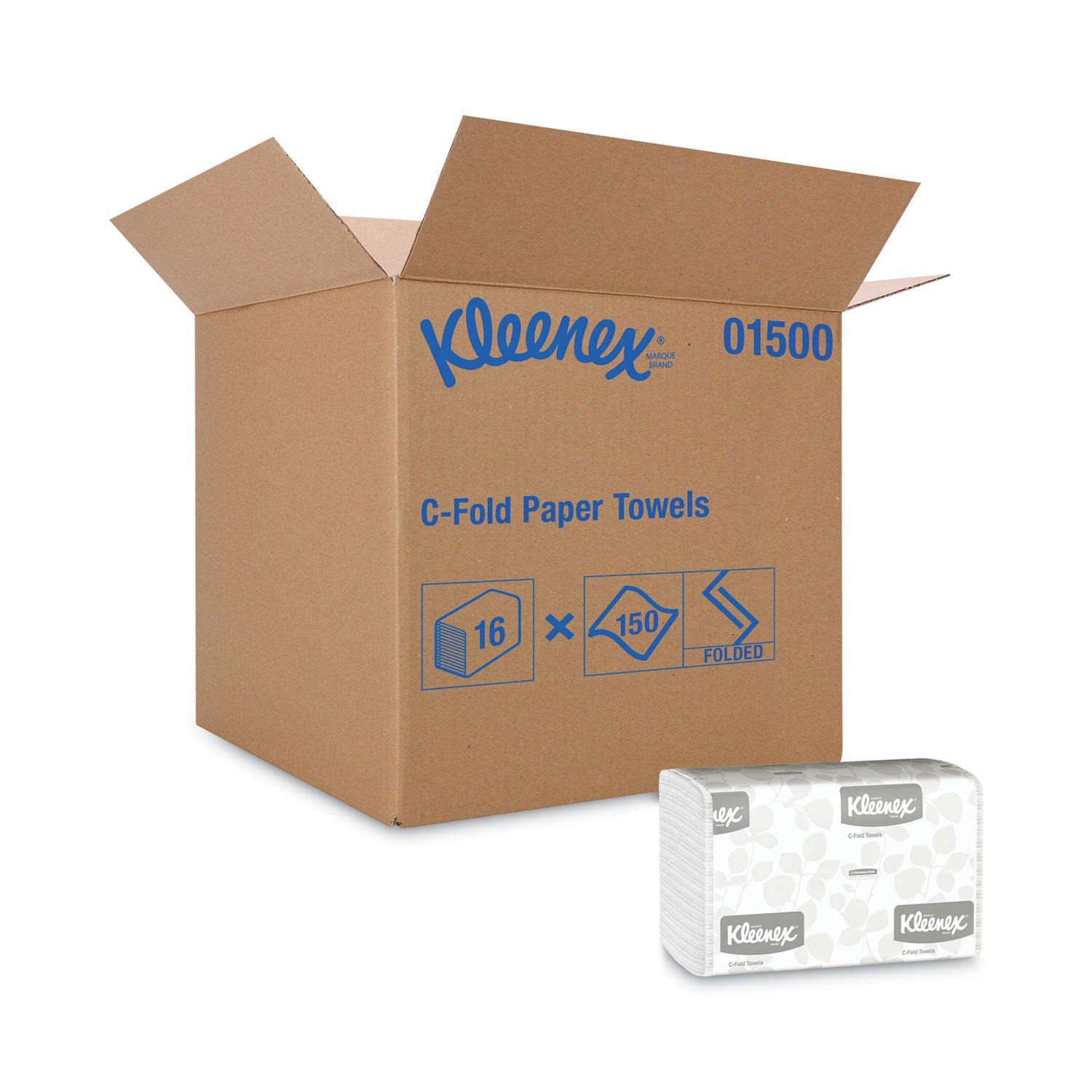 C-Fold Paper Towels, 1-Ply, 10.13 x 13.15, White, 150/Pack, 16 Packs/Carton -