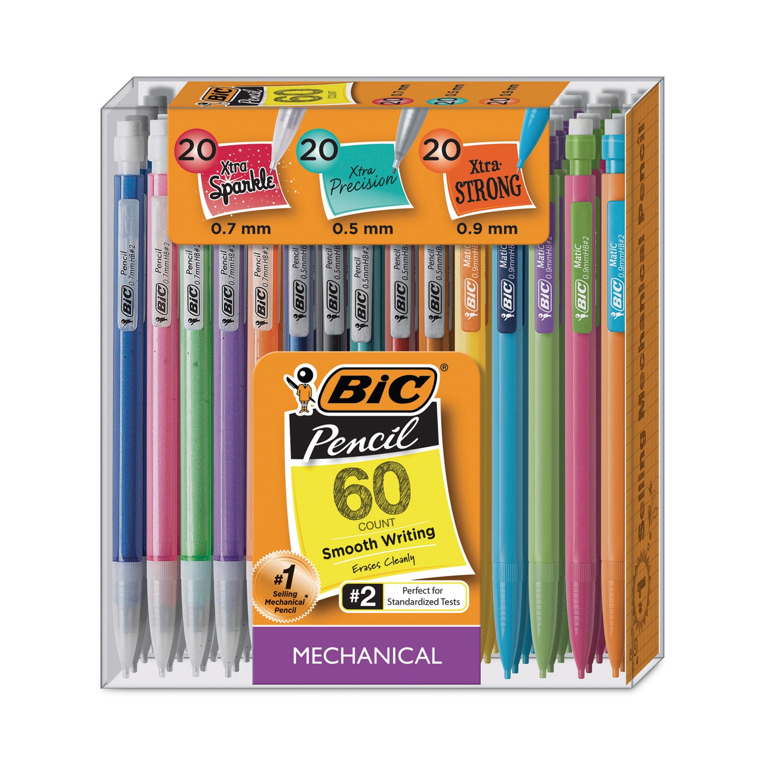 mechanical-pencil-variety-pack-assorted-graphite-diameters-hb-#2-black-lead-assorted-barrel-colors-60-pack_bicwx7tg026blk - 1