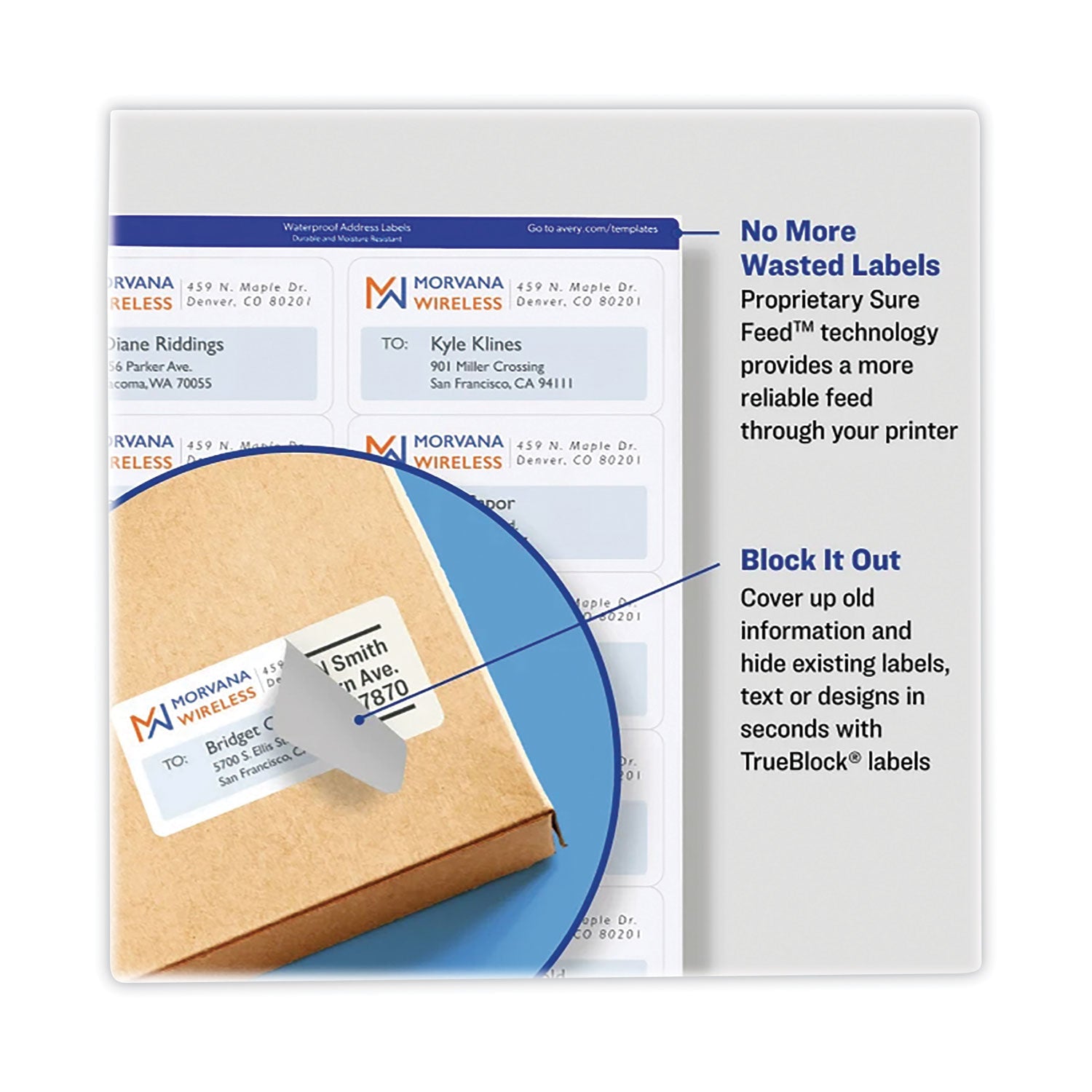 shipping-labels-with-trueblock-technology-laser-printers-25-x-4-white-8-sheet-25-sheets-pack_ave5816 - 2