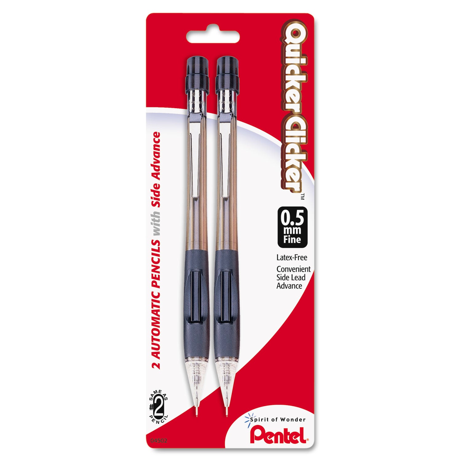 Quicker Clicker Mechanical Pencil, 0.5 mm, HB (#2), Black Lead, Smoke/Black Barrel, 2/Pack -