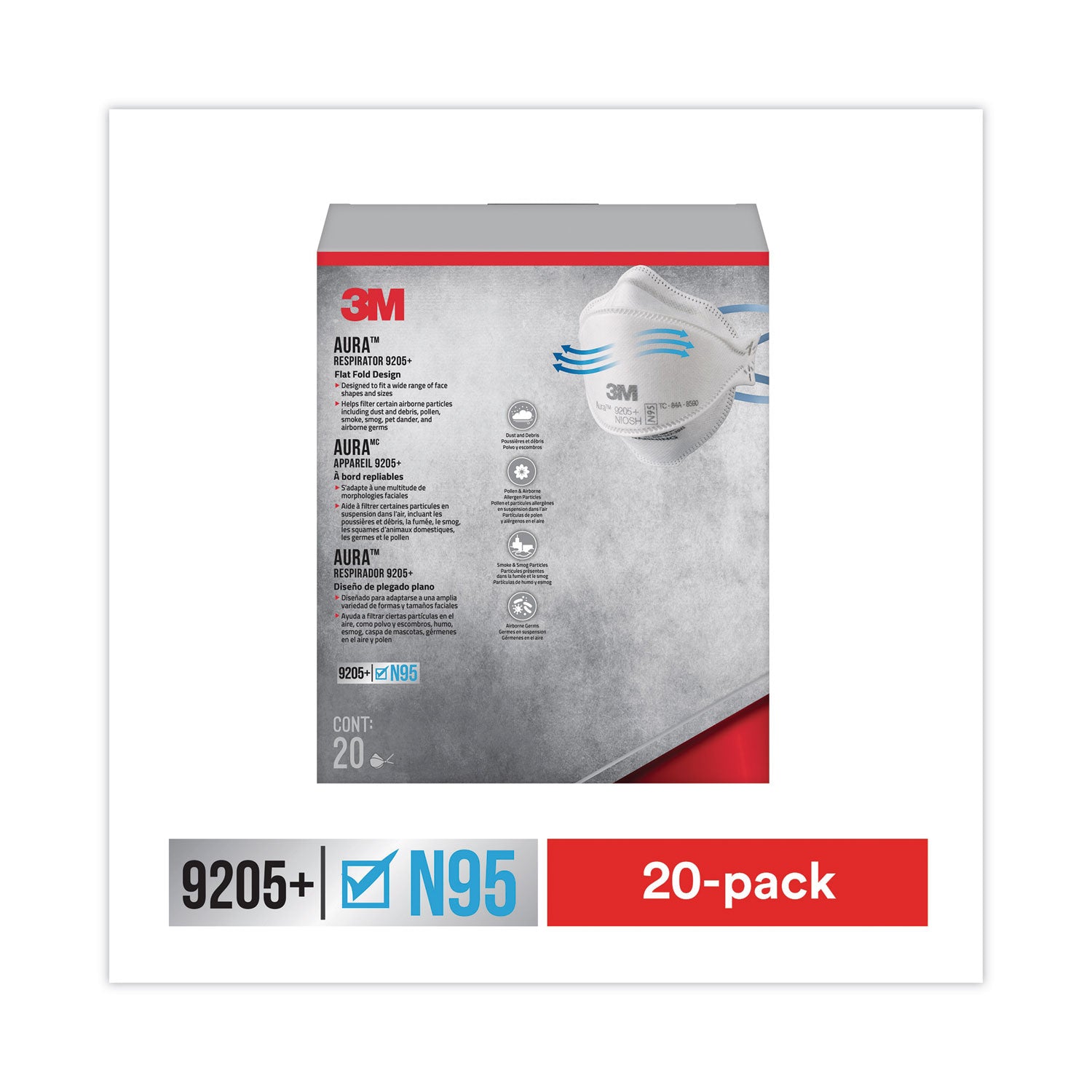 aura-particulate-respirator-9205+-n95-one-size-fits-all-20-pack_mmm9205ph20dc - 2