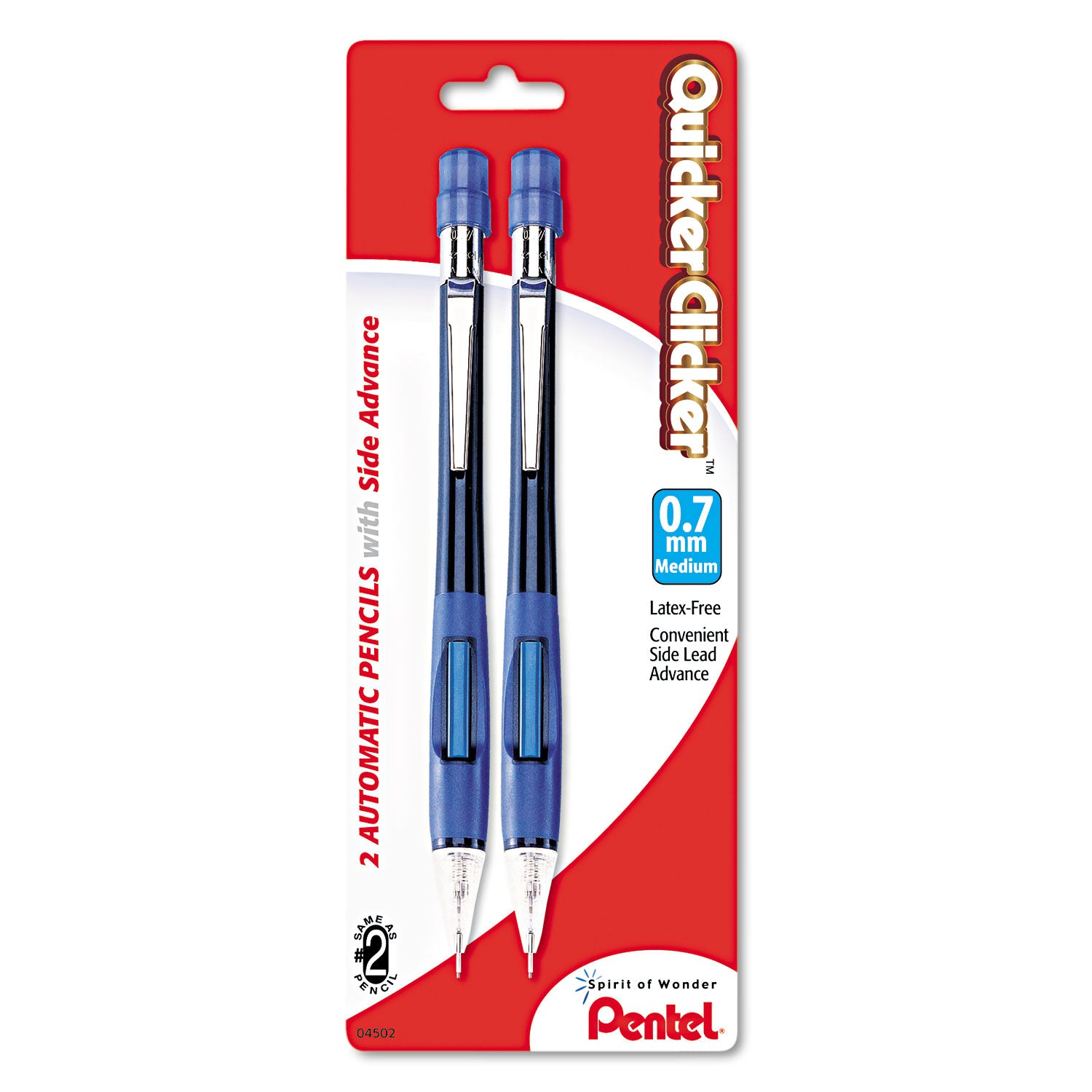 quicker-clicker-mechanical-pencil-07-mm-hb-#2-black-lead-blue-barrel-2-pack_penpd347bp2k6 - 1