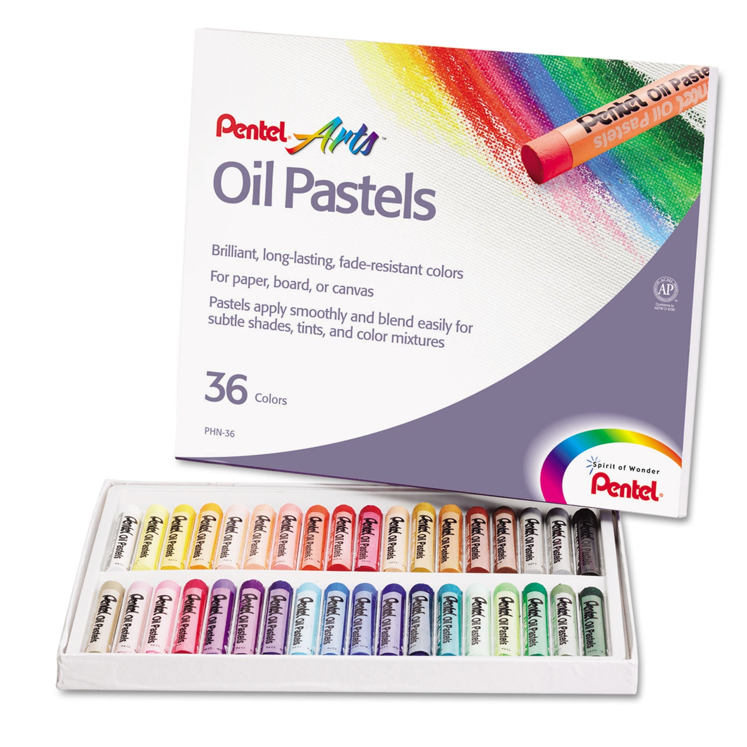 Oil Pastel Set With Carrying Case, 36 Assorted Colors, 0.38 dia x 2.38", 36/Pack -