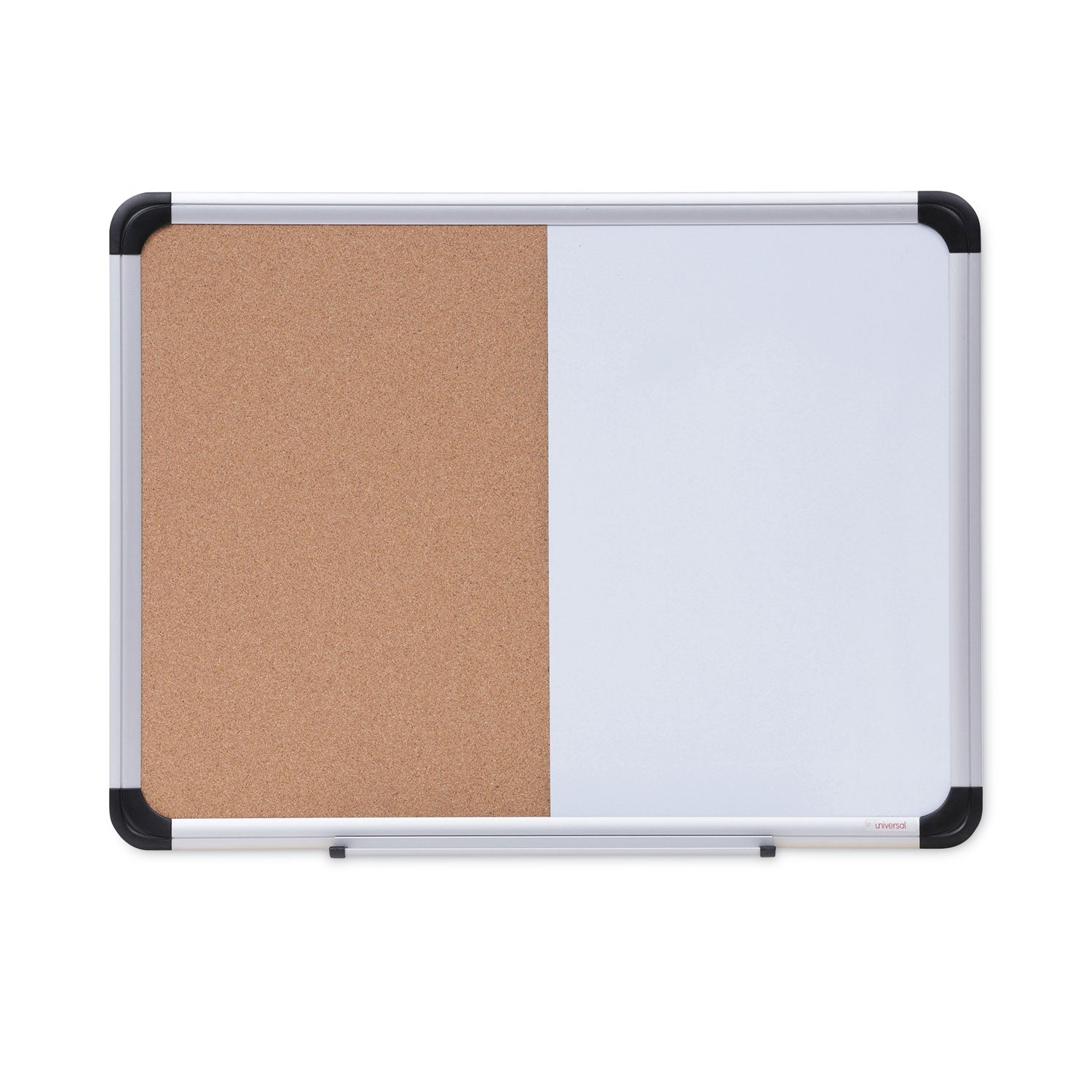 Cork/Dry Erase Board, Melamine, 24 x 18, Tan/White Surface, Gray/Black Aluminum/Plastic Frame -