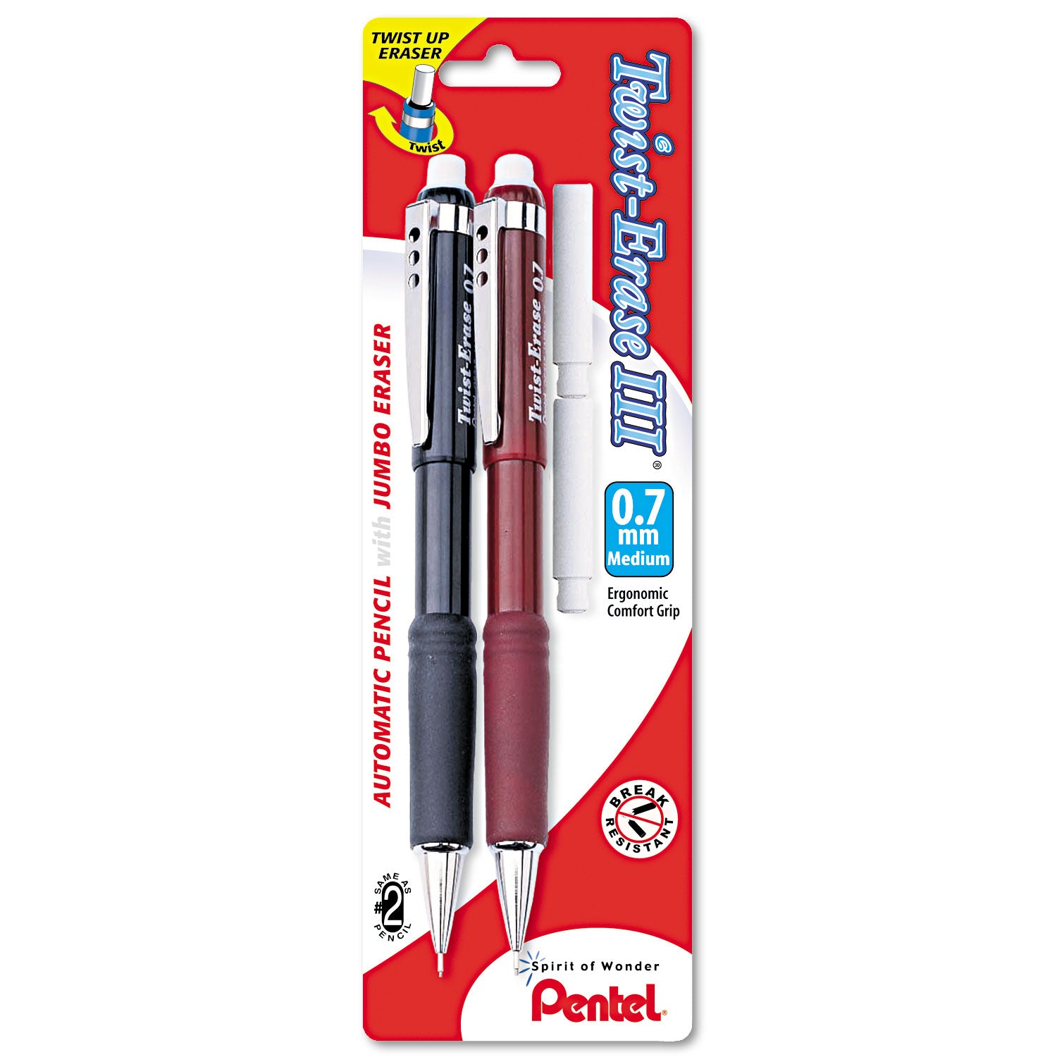 twist-erase-iii-mechanical-pencil-07-mm-hb-#2-black-lead-assorted-barrel-colors-2-pack_penqe517bp2k6 - 1