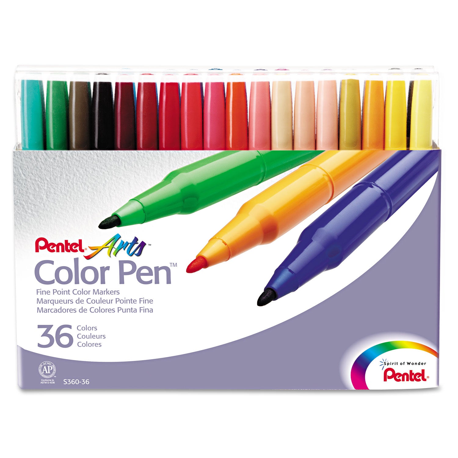 Fine Point 36-Color Pen Set, Fine Bullet Tip, Assorted Colors, 36/Set -