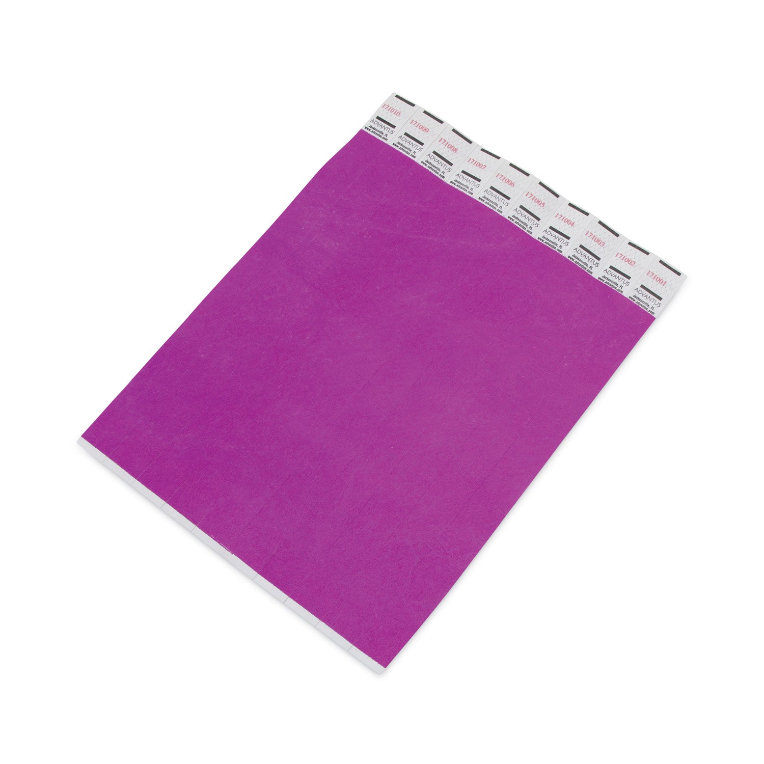 Crowd Management Wristbands, Sequentially Numbered, 9.75" x 0.75", Purple, 100/Pack -