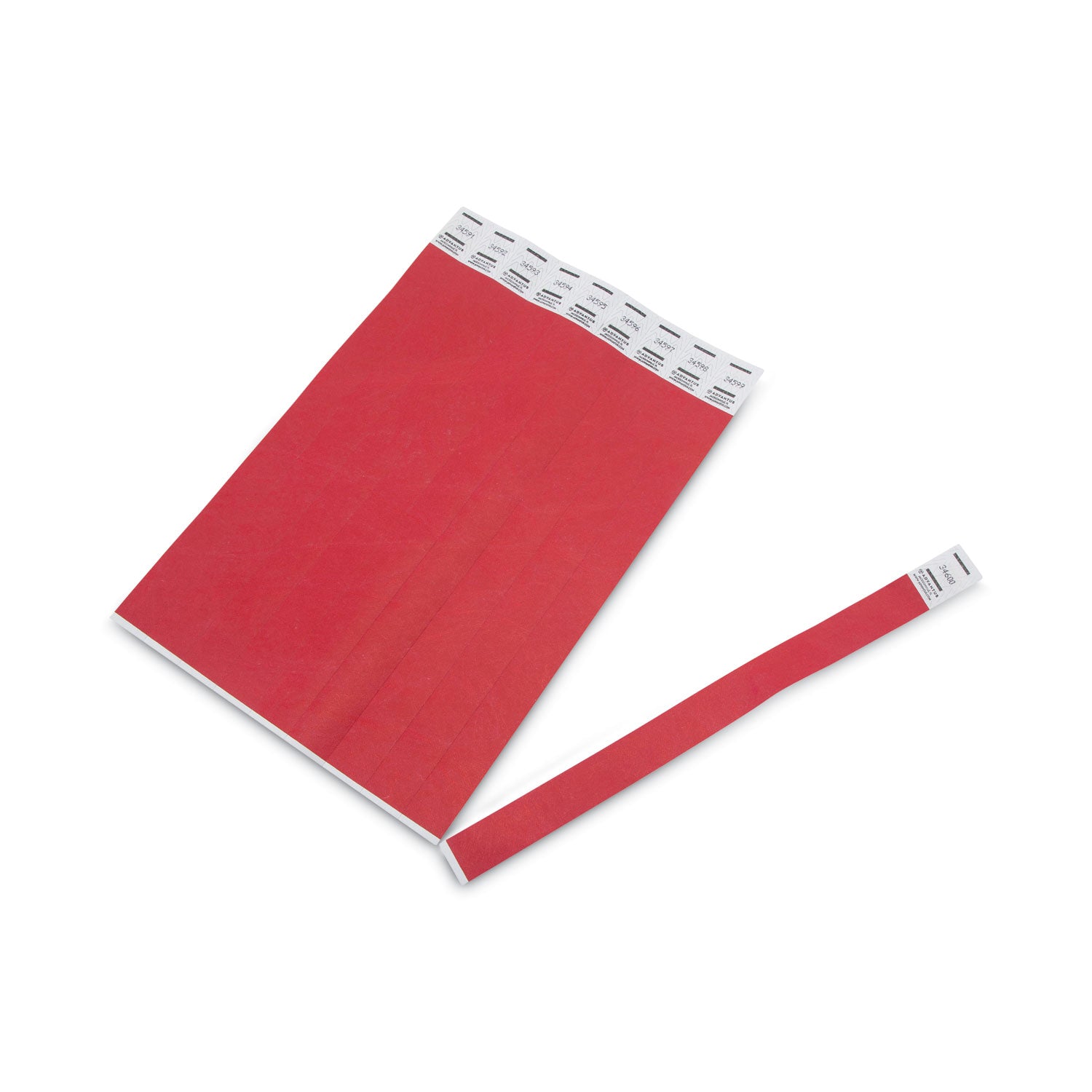 Crowd Management Wristbands, Sequentially Numbered, 10" x 0.75", Red, 100/Pack -