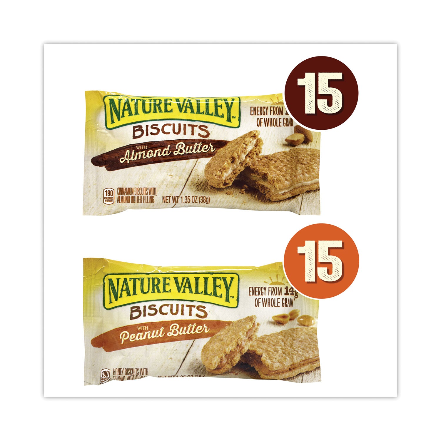 biscuits-cinnamon-with-almond-butter-honey-with-peanut-butter-135-oz-pouch-30-carton-ships-in-1-3-business-days_grr22001046 - 2