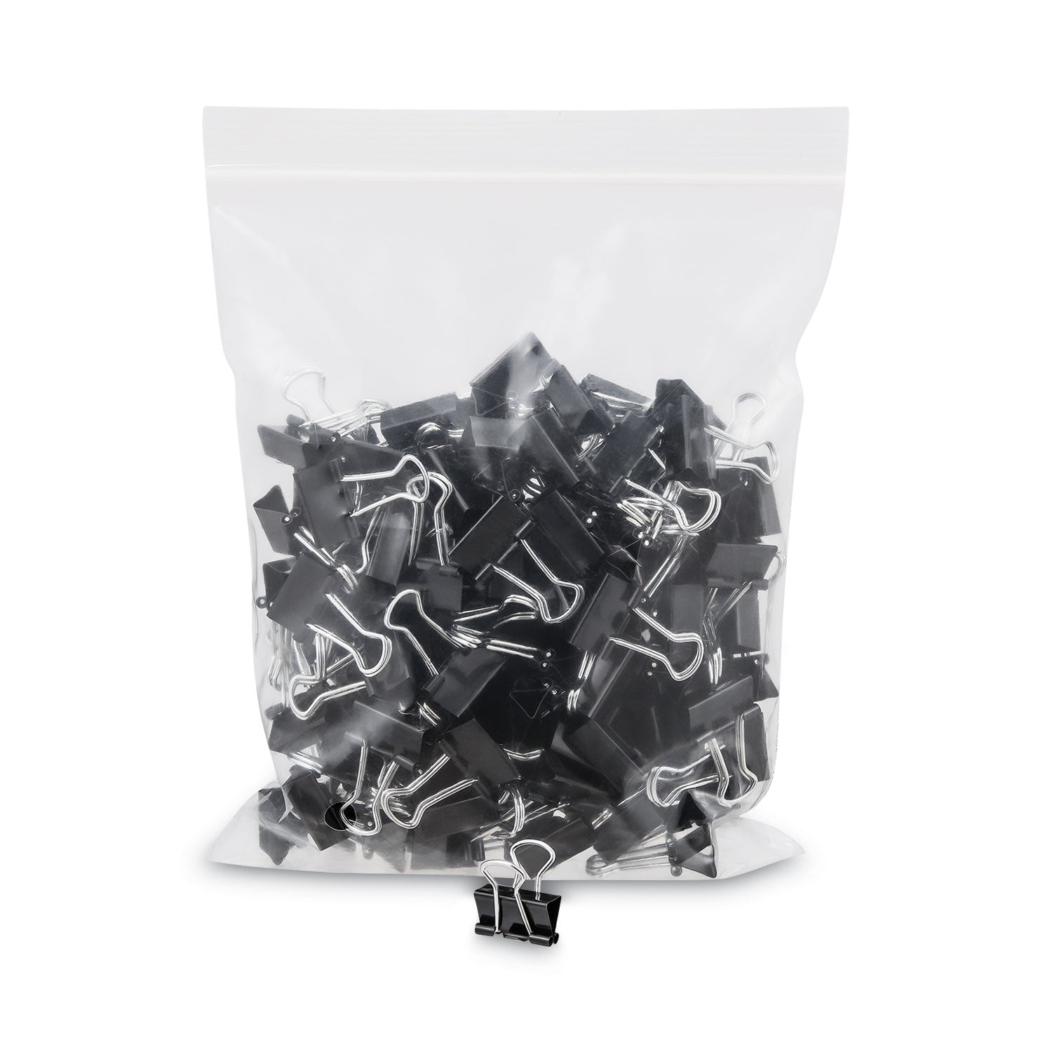 Binder Clip Zip-Seal Bag Value Pack, Mini, Black/Silver, 144/Pack -