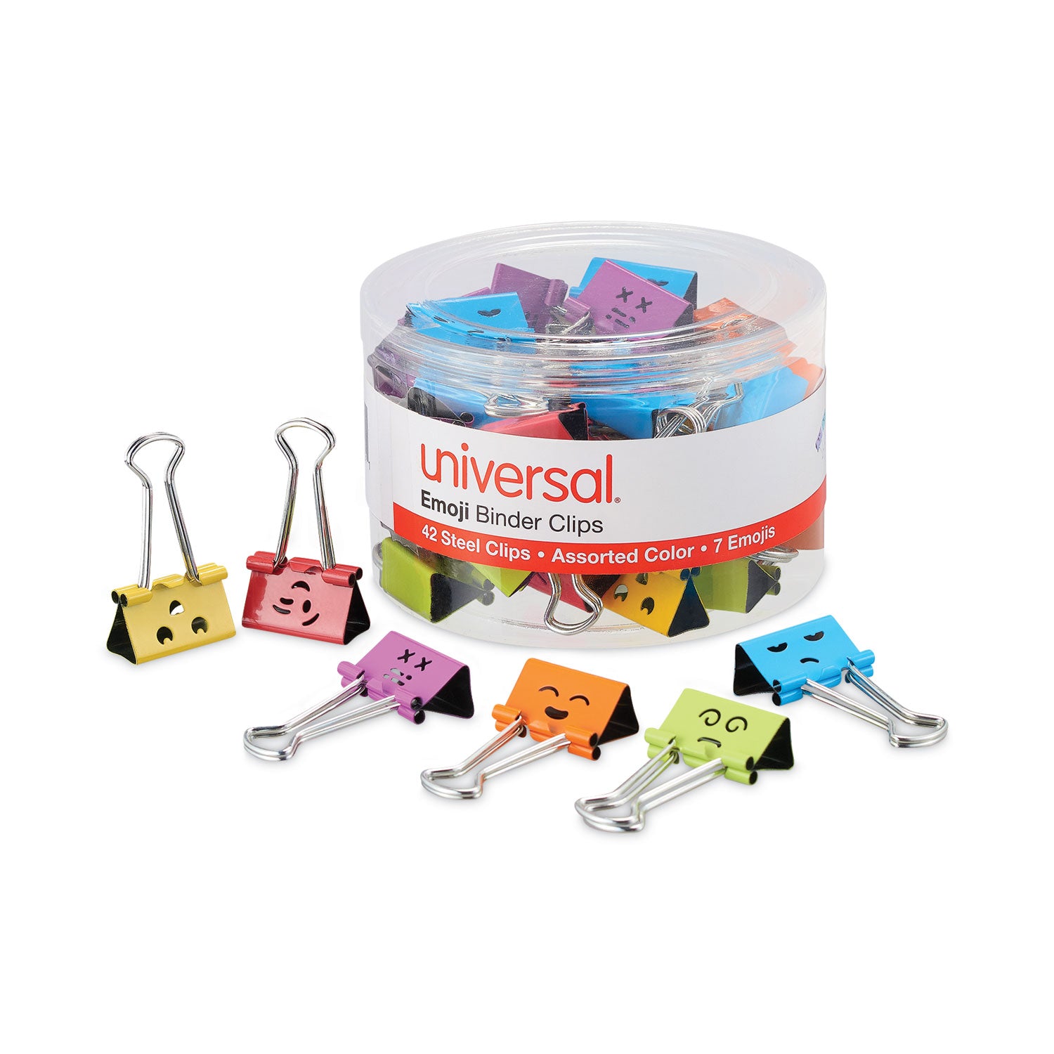 emoji-themed-binder-clips-with-storage-tub-medium-assorted-colors-42-pack_unv31031 - 2