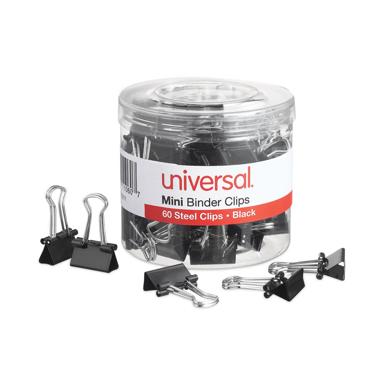 binder-clips-with-storage-tub-mini-black-silver-60-pack_unv11060 - 2
