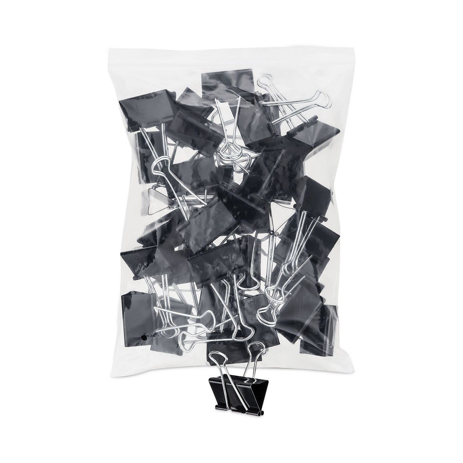 Binder Clip Zip-Seal Bag Value Pack, Large, Black/Silver, 36/Pack -