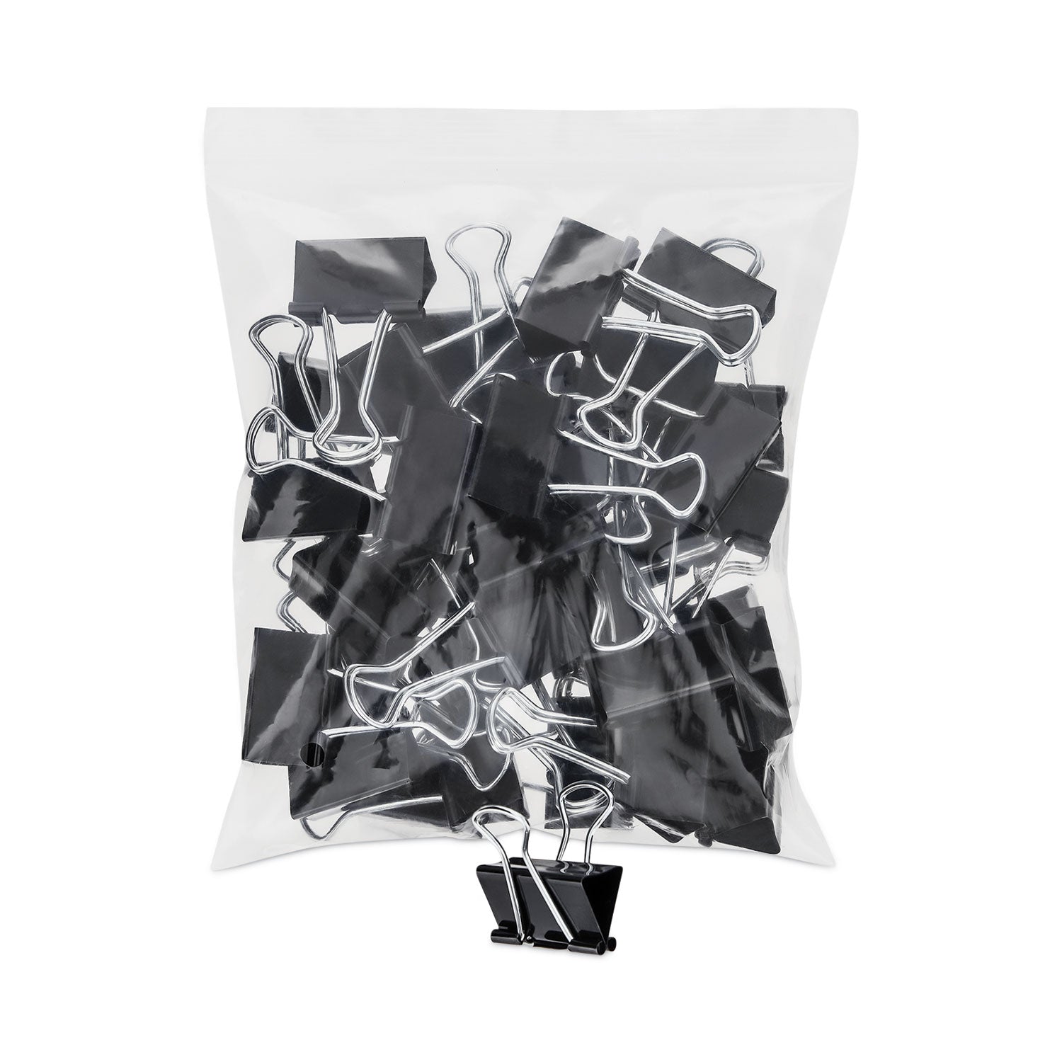 Binder Clip Zip-Seal Bag Value Pack, Medium, Black/Silver, 36/Pack -