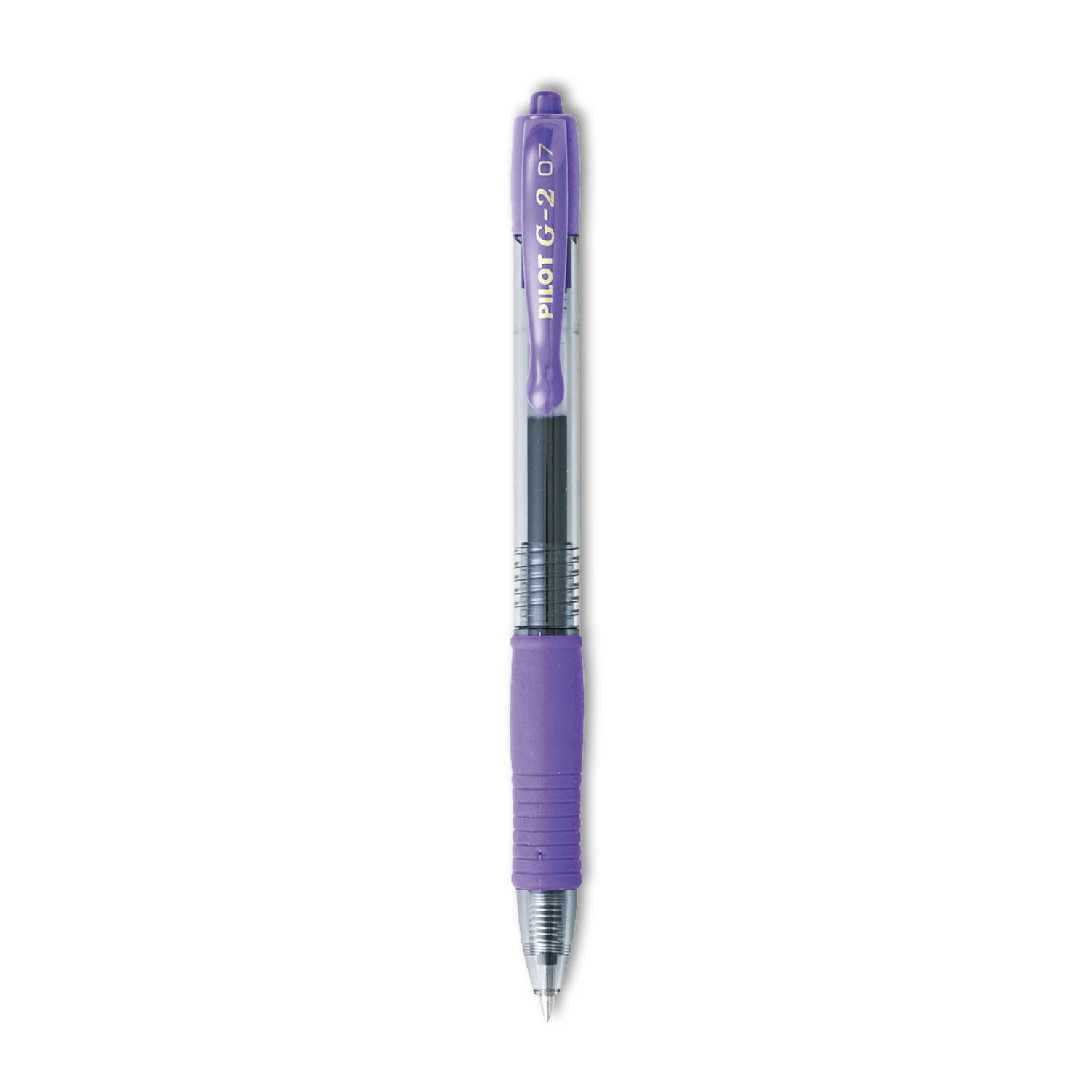 G2 Premium Gel Pen, Retractable, Fine 0.7 mm, Purple Ink, Smoke/Purple Barrel, Dozen -