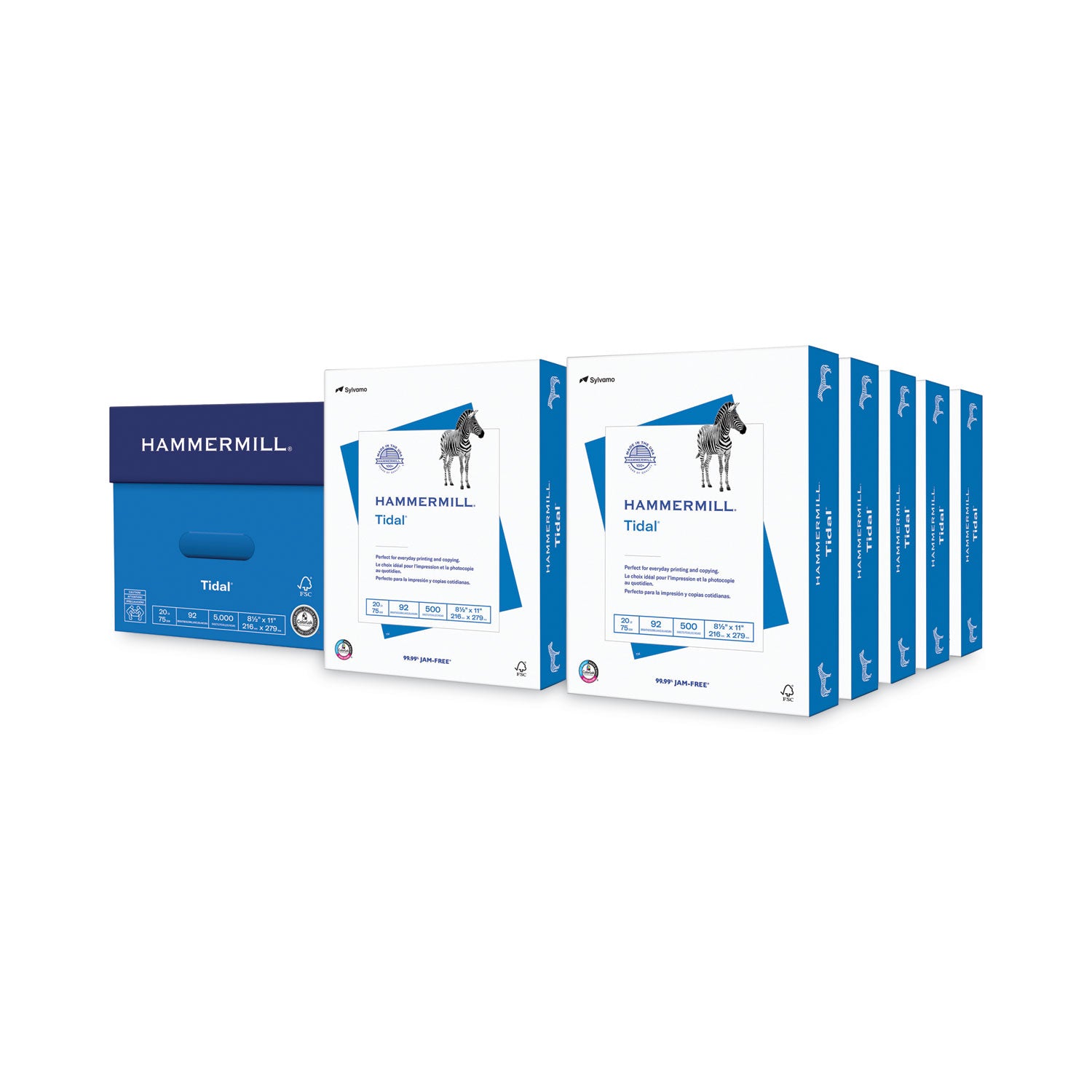 Tidal Print Paper, 92 Bright, 20 lb Bond Weight, 8.5 x 11, White, 500 Sheets/Ream, 10 Reams/Carton -