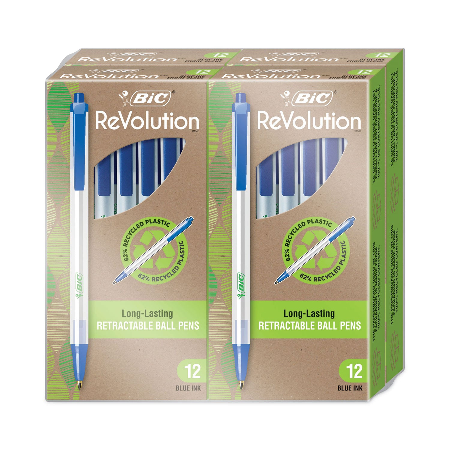 revolution-clic-stic-ballpoint-pen-retractable-medium-1-mm-blue-ink-translucent-frost-blue-barrel-48-pack_biccsem48be - 2