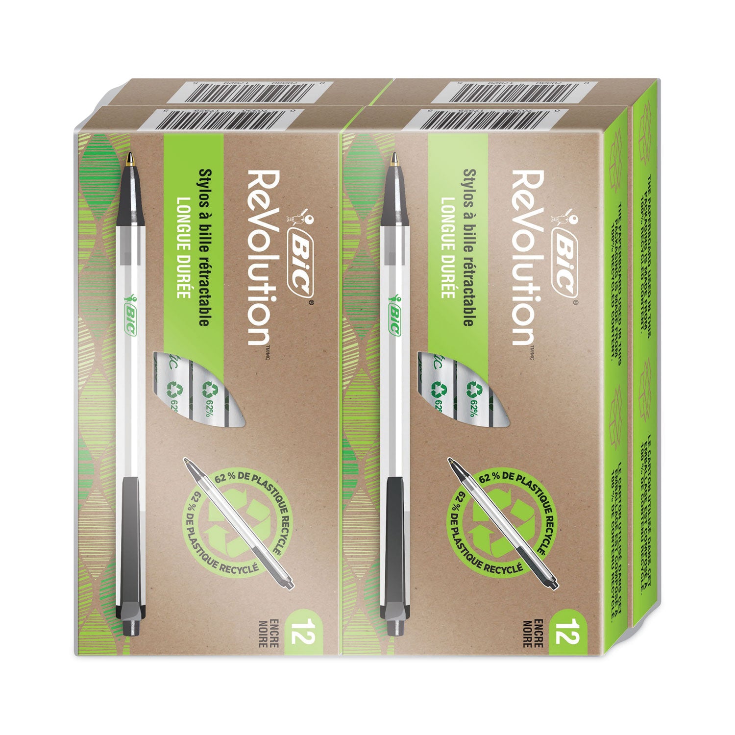 revolution-clic-stic-ballpoint-pen-retractable-medium-1-mm-black-ink-translucent-frost-black-barrel-48-pack_biccsem48bk - 2