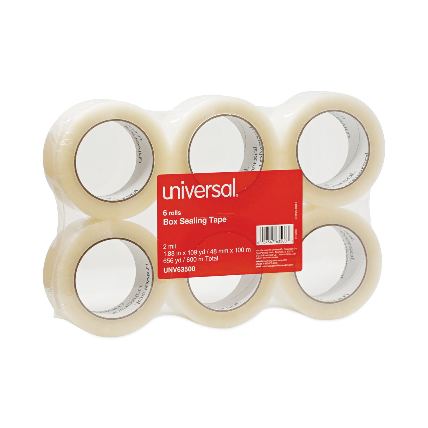 General-Purpose Box Sealing Tape, 3" Core, 1.88" x 110 yds, Clear, 6/Pack -
