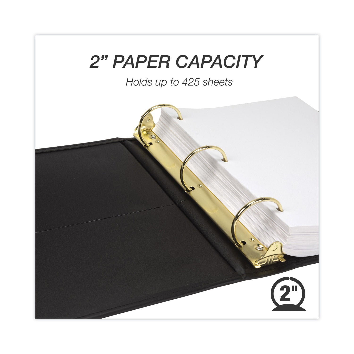 Classic Collection Ring Binder, 3 Rings, 2" Capacity, 11 x 8.5, Black -