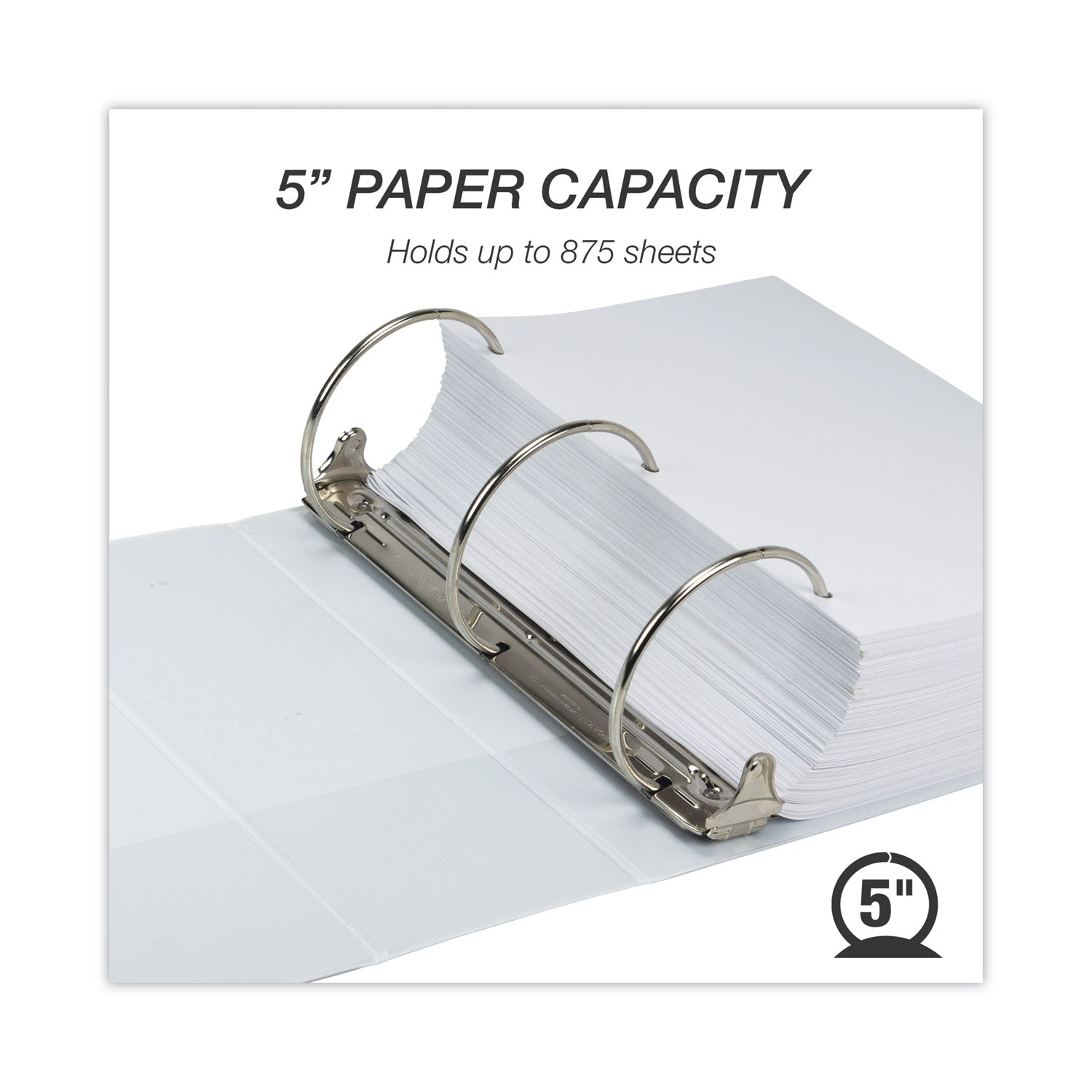 Earth's Choice Plant-Based Round Ring View Binder, 3 Rings, 5" Capacity, 11 x 8.5, White -