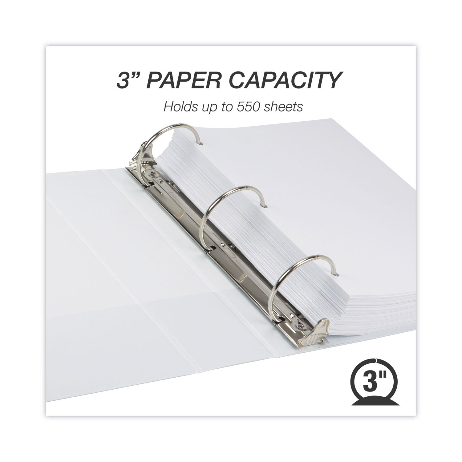 Earth's Choice Plant-Based Round Ring View Binder, 3 Rings, 3" Capacity, 11 x 8.5, White -