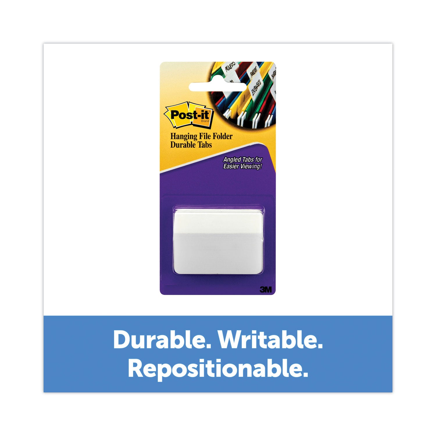 Angled Color Bar Tabs, 1/5-Cut, White, 2" Wide, 50/Pack -