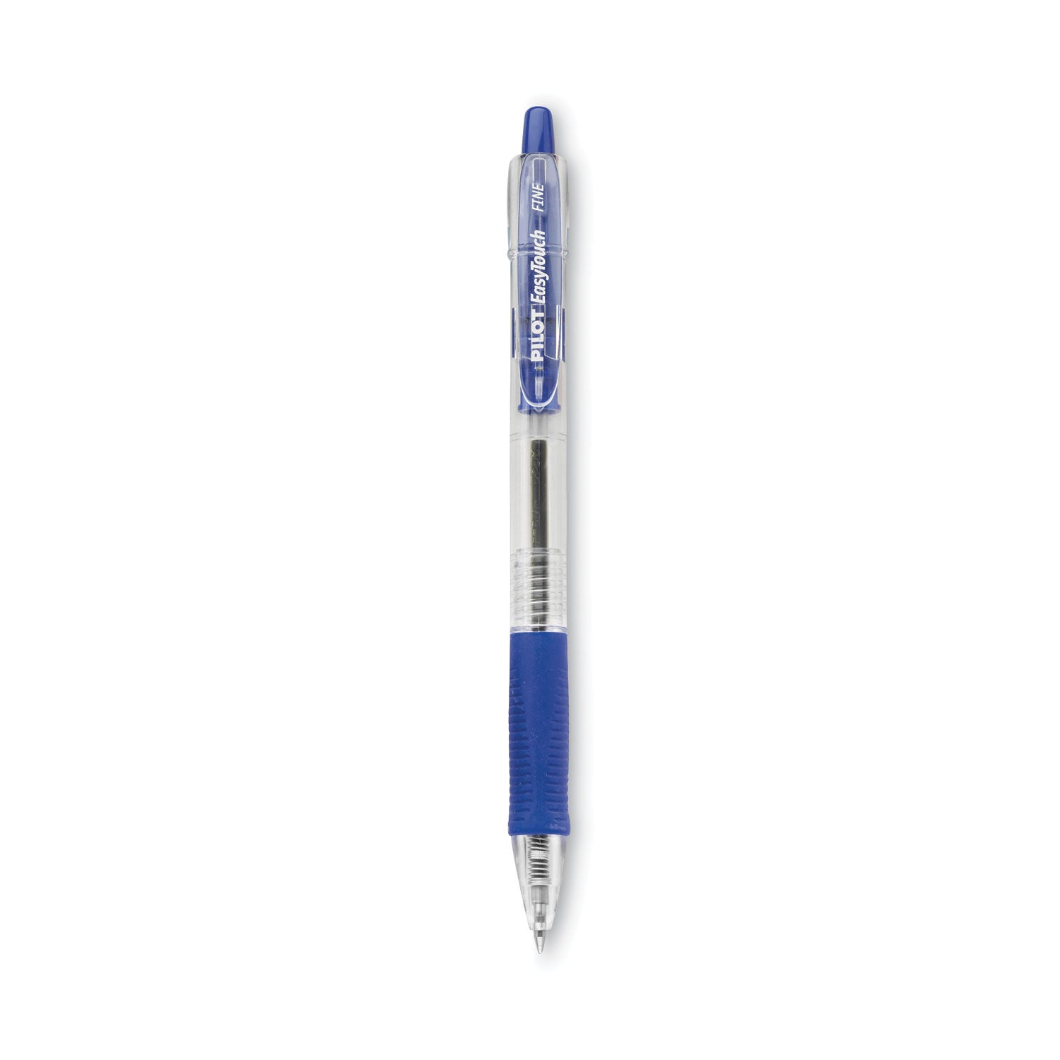 EasyTouch Ballpoint Pen, Retractable, Fine 0.7 mm, Blue Ink, Clear Barrel, Dozen -