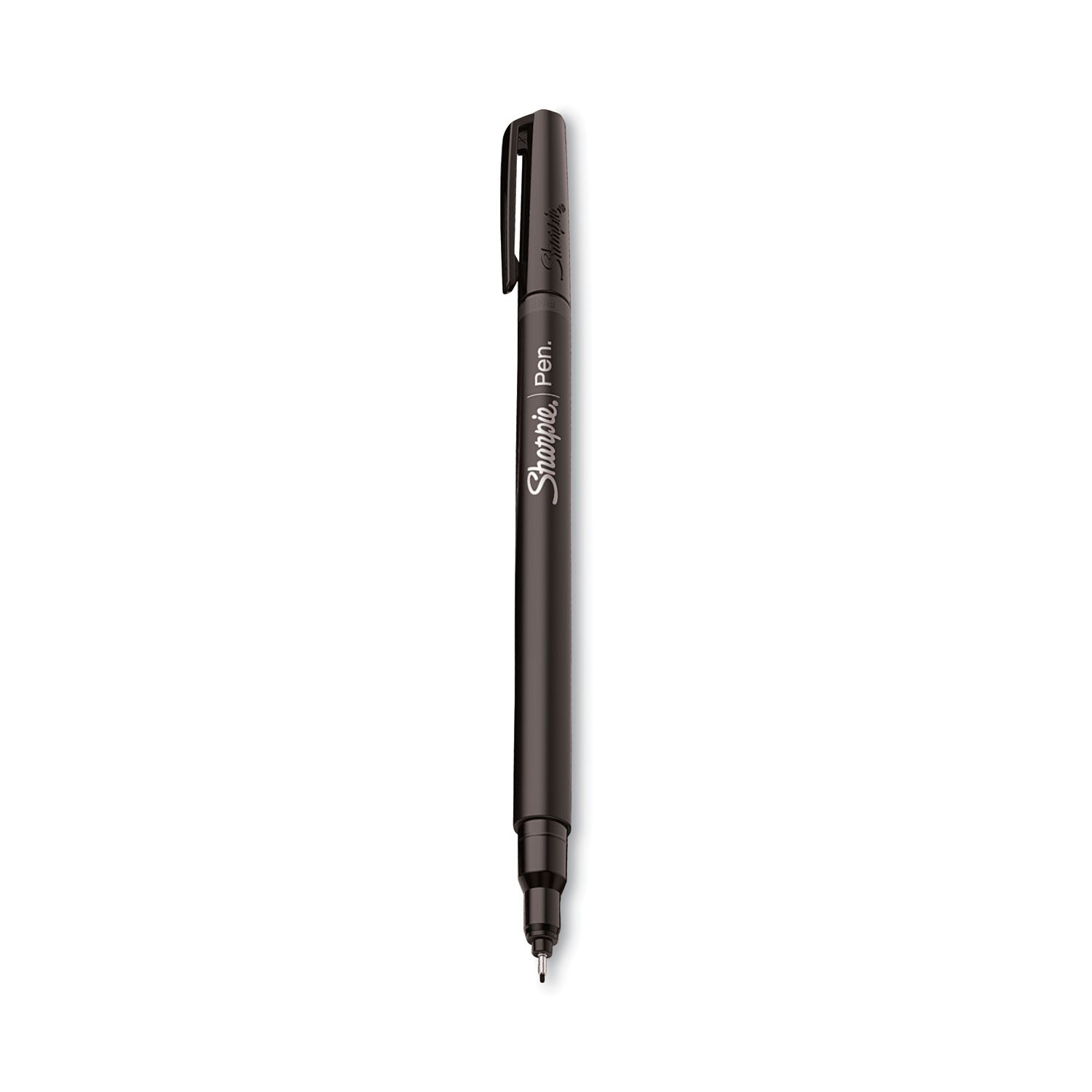 Water-Resistant Ink Porous Point Pen, Stick, Fine 0.4 mm, Black Ink, Black Barrel, Dozen -