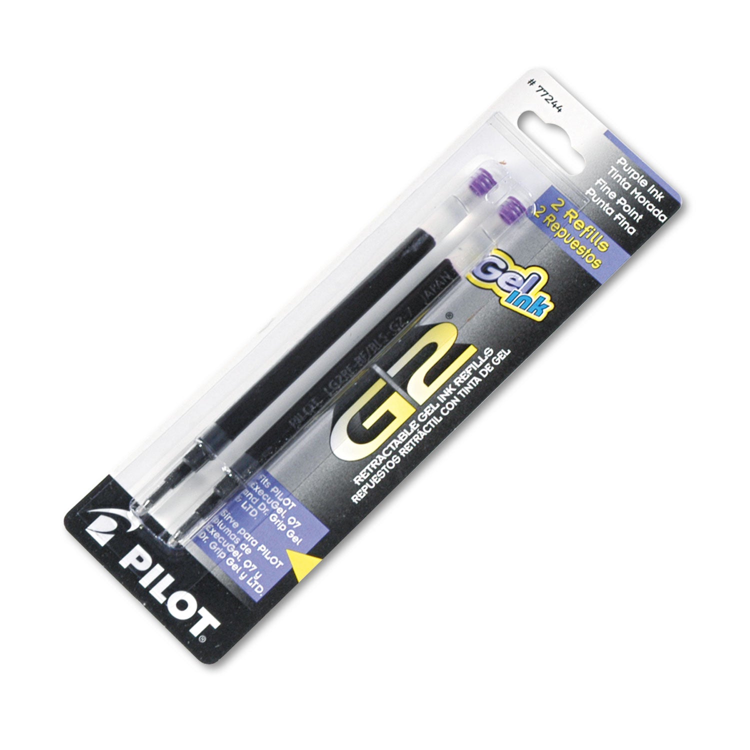 Refill for Pilot B2P, Dr Grip, G2, G6, MR Metropolitan, Precise BeGreen and Q7 Gel Pens, Fine Tip, Purple Ink, 2/Pack -