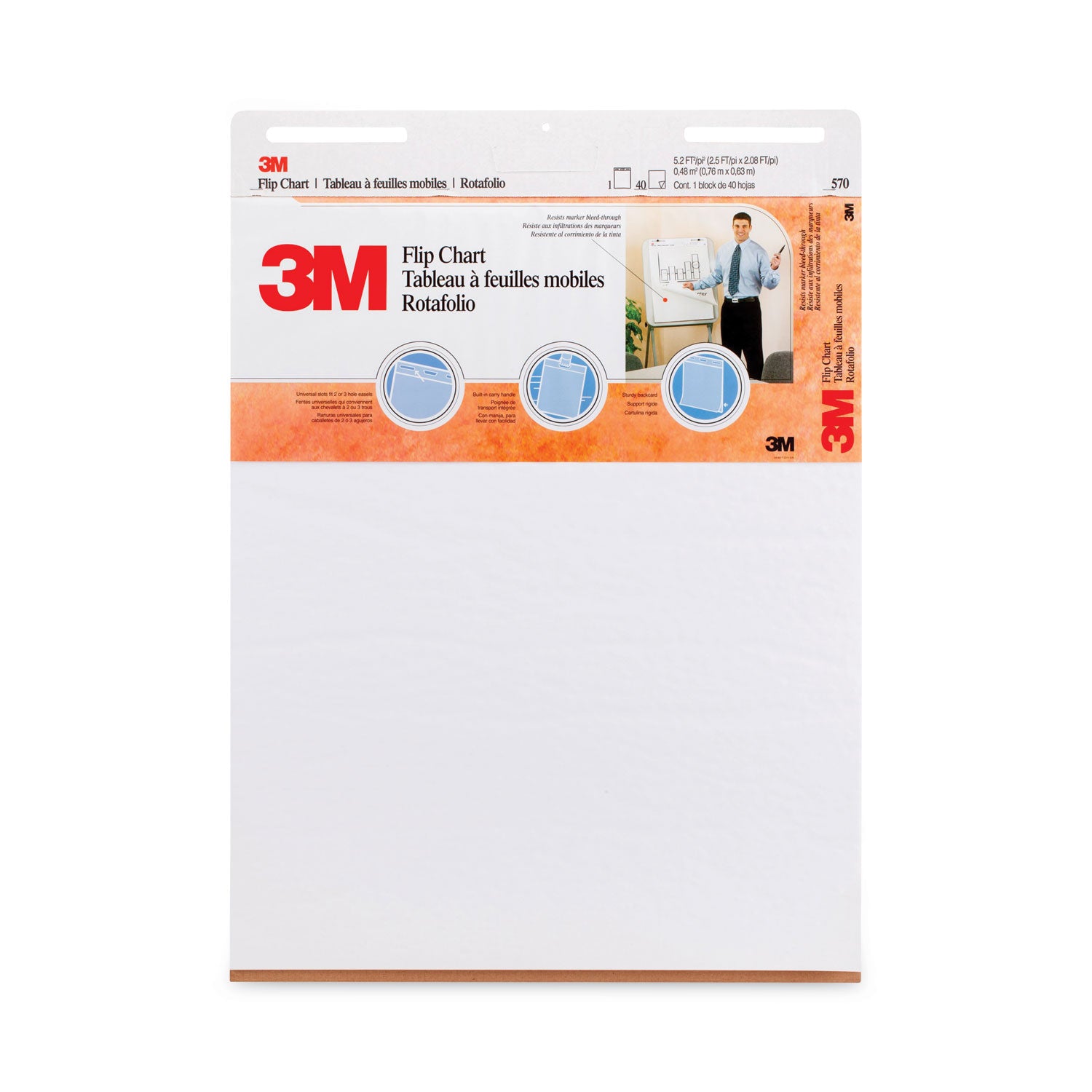 Professional Flip Chart, Unruled, 25 x 30, White, 40 Sheets, 2/Carton -