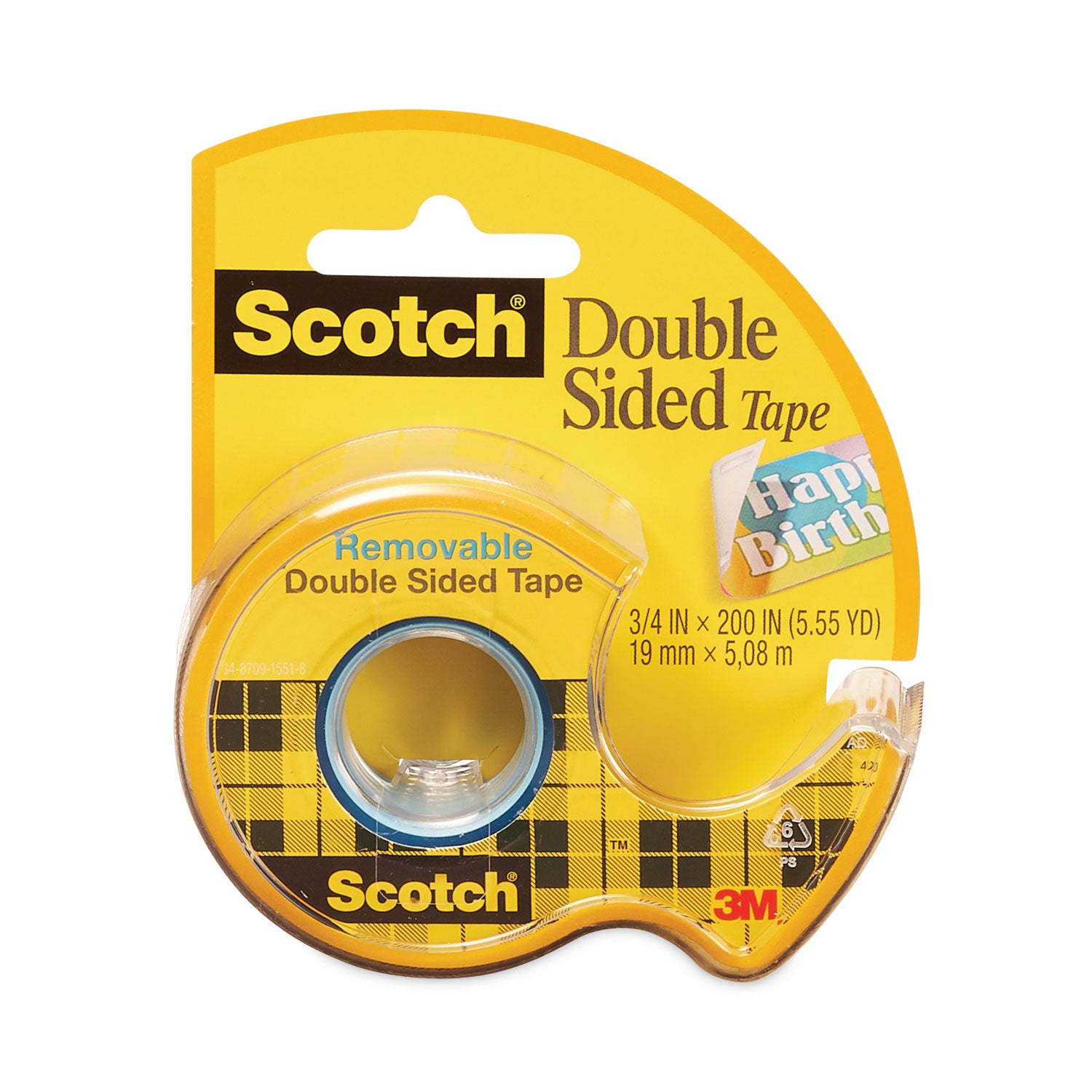 Double-Sided Removable Tape in Handheld Dispenser, 1" Core, 0.75" x 33.33 ft, Clear -