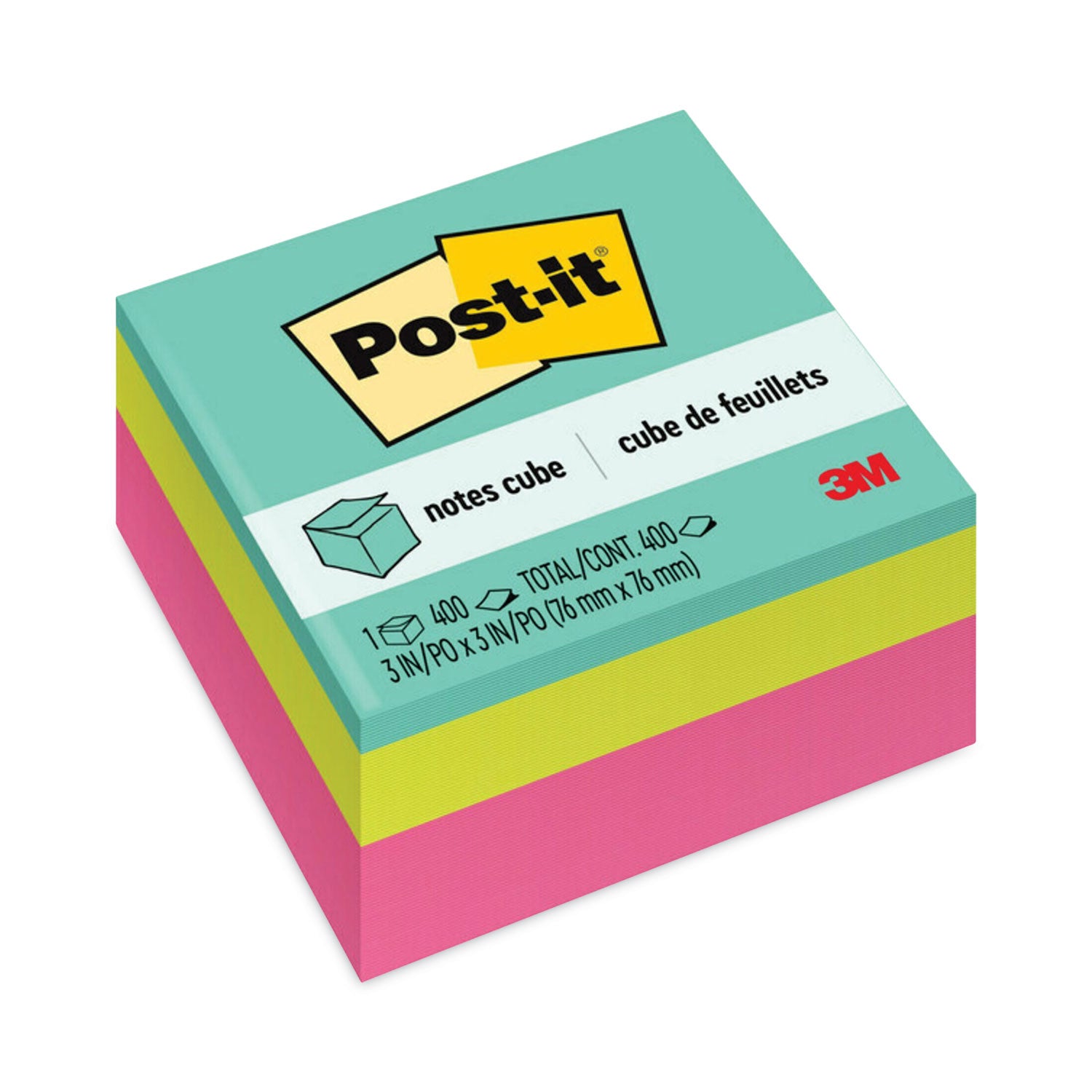 Original Cubes, 3" x 3", Aqua Wave Collection, 400 Sheets/Cube -