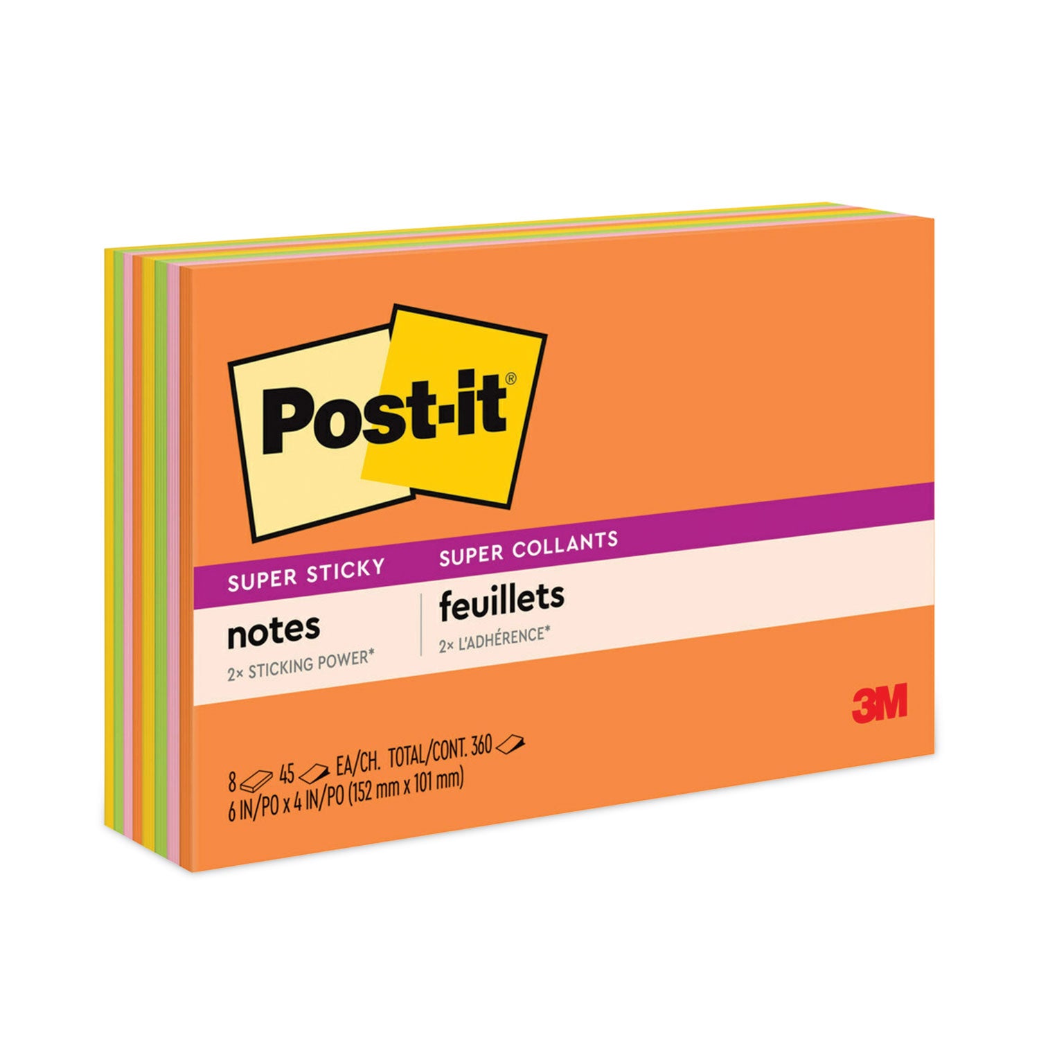 Meeting Notes in Energy Boost Collection Colors, 6" x 4", 45 Sheets/Pad, 8 Pads/Pack -