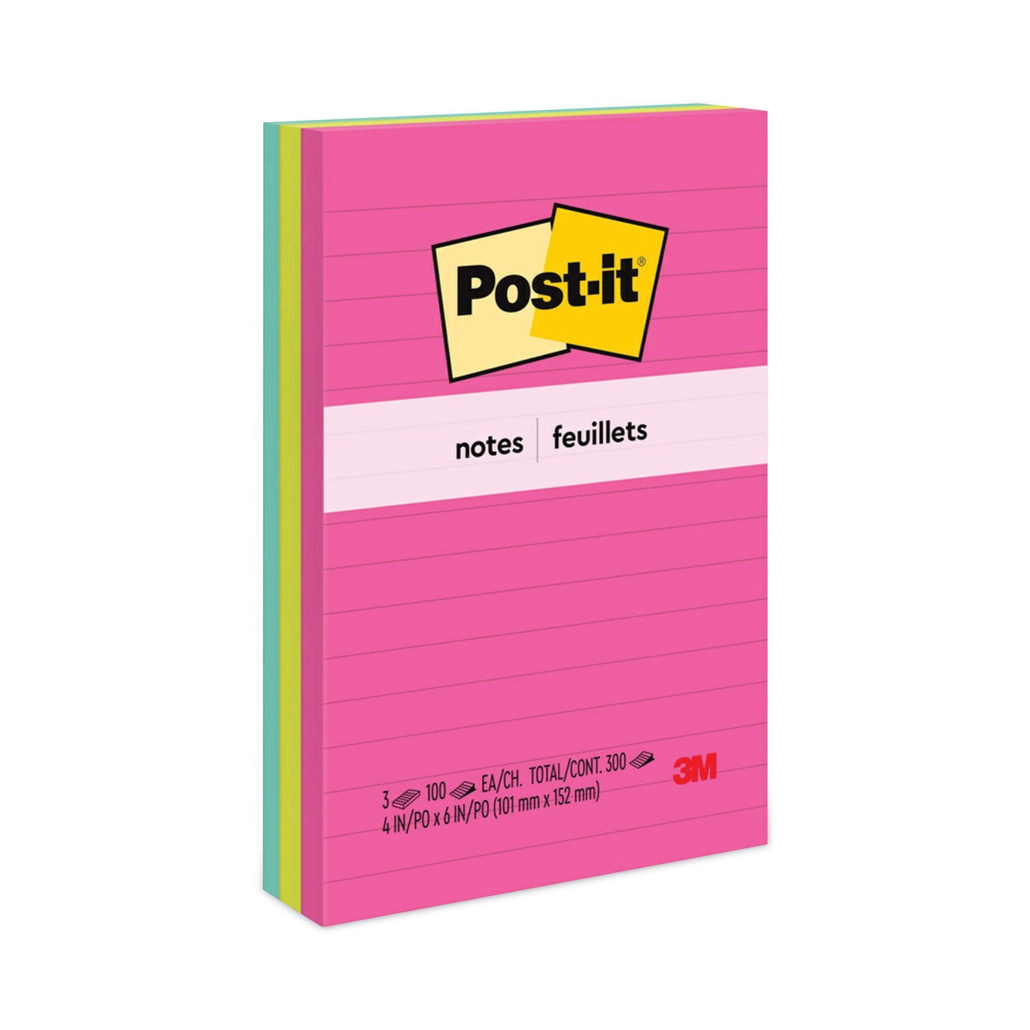 Original Pads in Poptimistic Collection Colors, Note Ruled, 4" x 6", 100 Sheets/Pad, 3 Pads/Pack -