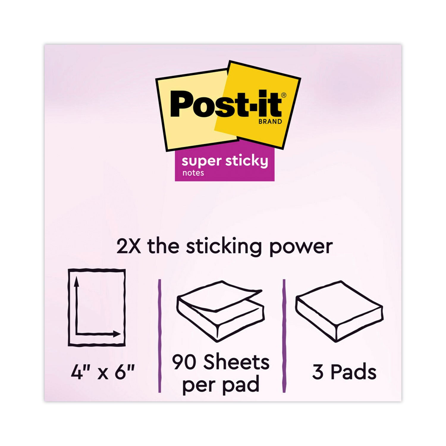 Pads in Energy Boost Collection Colors, Note Ruled, 4" x 6", 90 Sheets/Pad, 3 Pads/Pack -