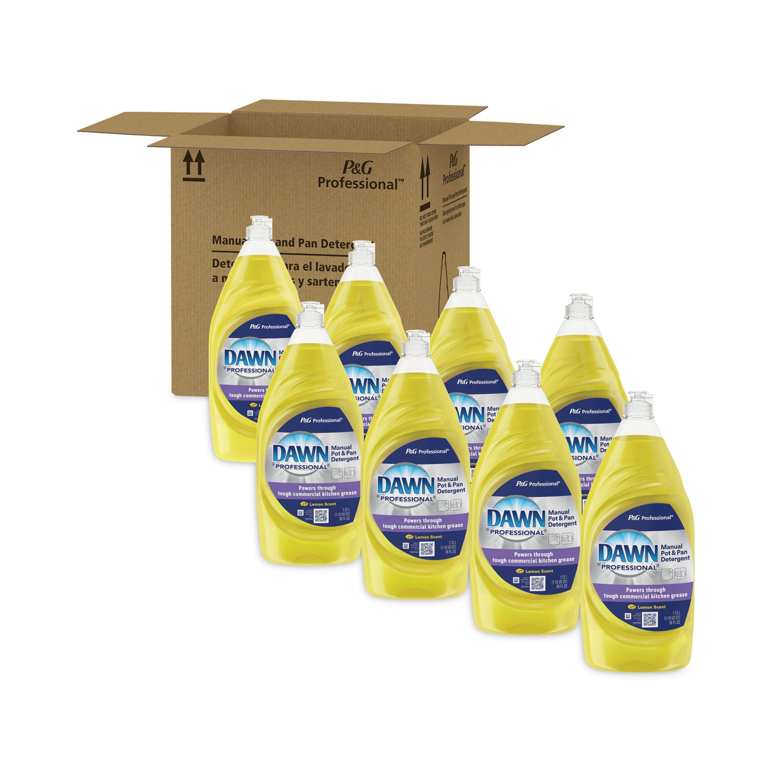 Manual Pot/Pan Dish Detergent, Lemon, 38 oz Bottle, 8/Carton -