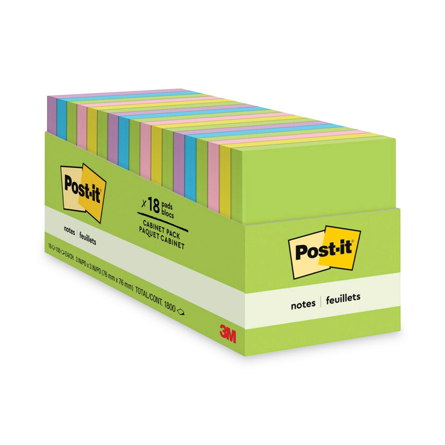 Original Pads in Floral Fantasy Collection Colors, Cabinet Pack, 3" x 3", 100 Sheets/Pad, 18 Pads/Pack -