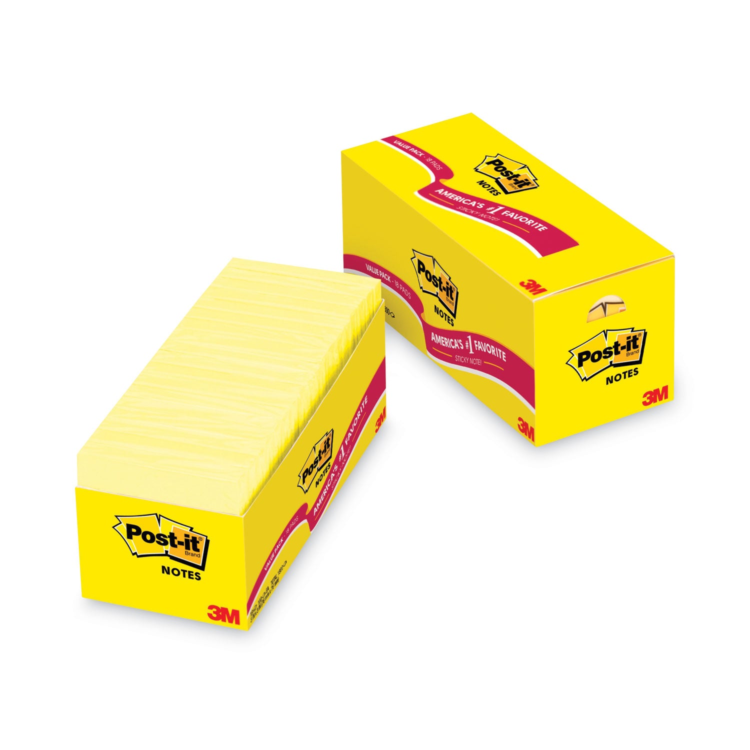 Original Pads in Canary Yellow, Cabinet Pack, 3" x 3", 90 Sheets/Pad, 18 Pads/Pack -