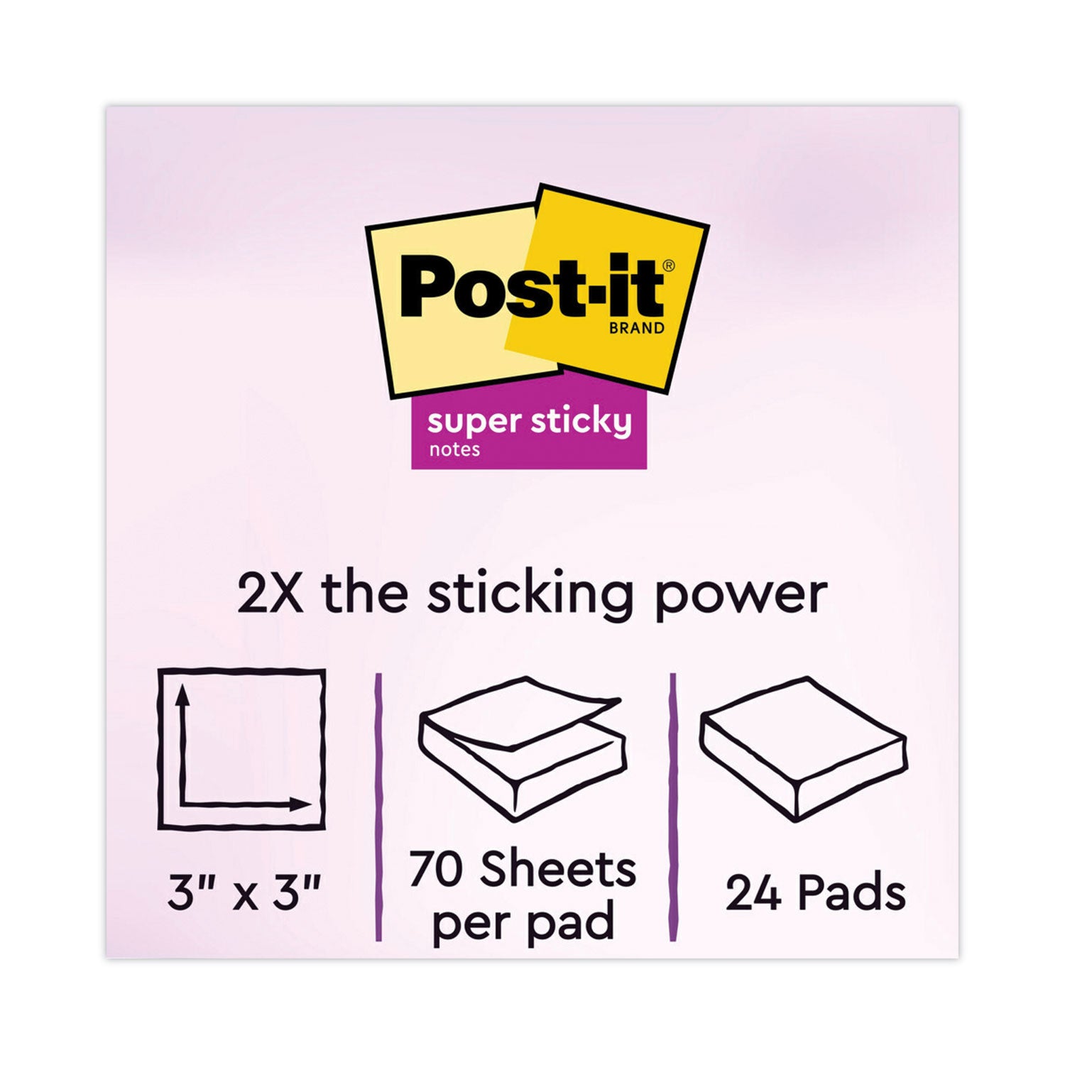 Pads in Playful Primary Collection Colors, Cabinet Pack, 3" x 3", 70 Sheets/Pad, 24 Pads/Pack -