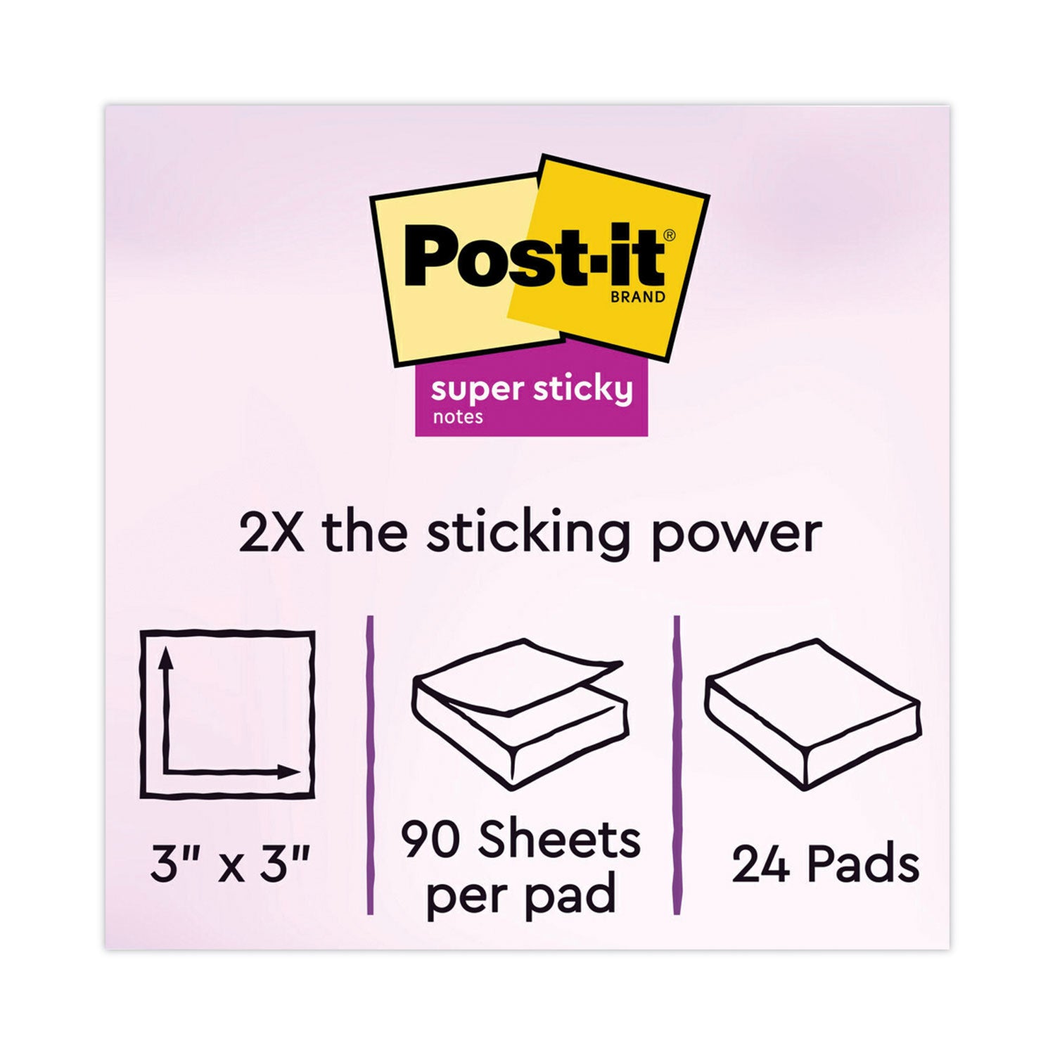 Pads in Canary Yellow, Value Pack, 3" x 3", 90 Sheets/Pad, 24 Pads/Pack -