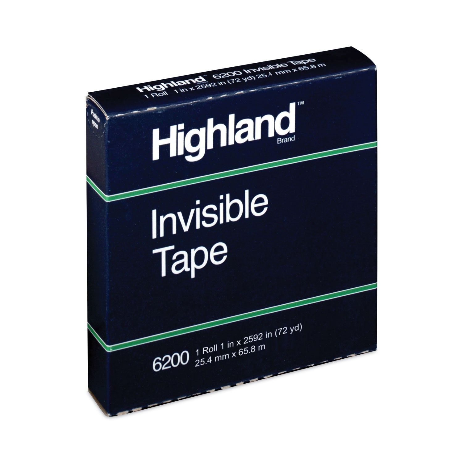 Invisible Permanent Mending Tape, 3" Core, 1" x 72 yds, Clear -