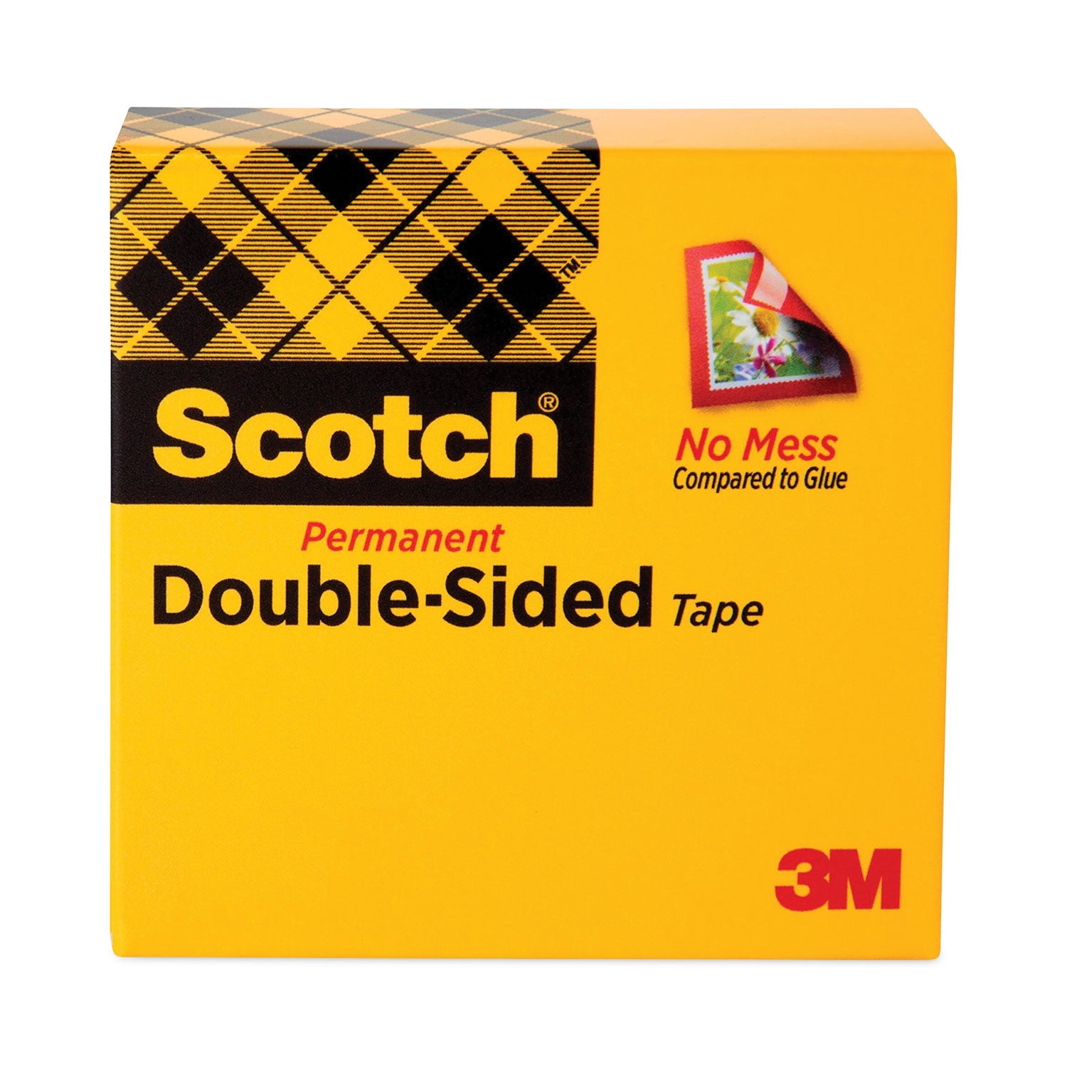 Double-Sided Tape, 3" Core, 0.5" x 36 yds, Clear -