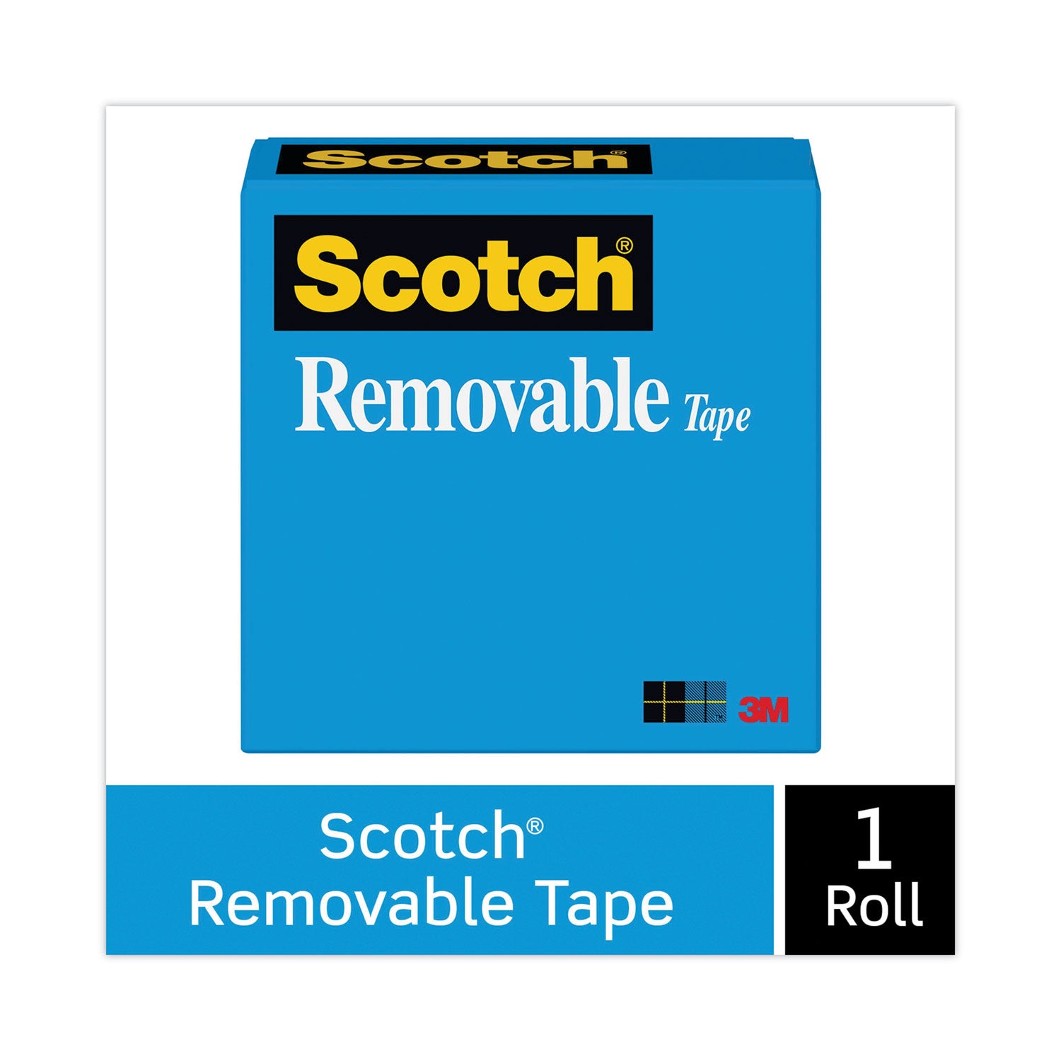 Removable Tape, 1" Core, 0.75" x 36 yds, Transparent -