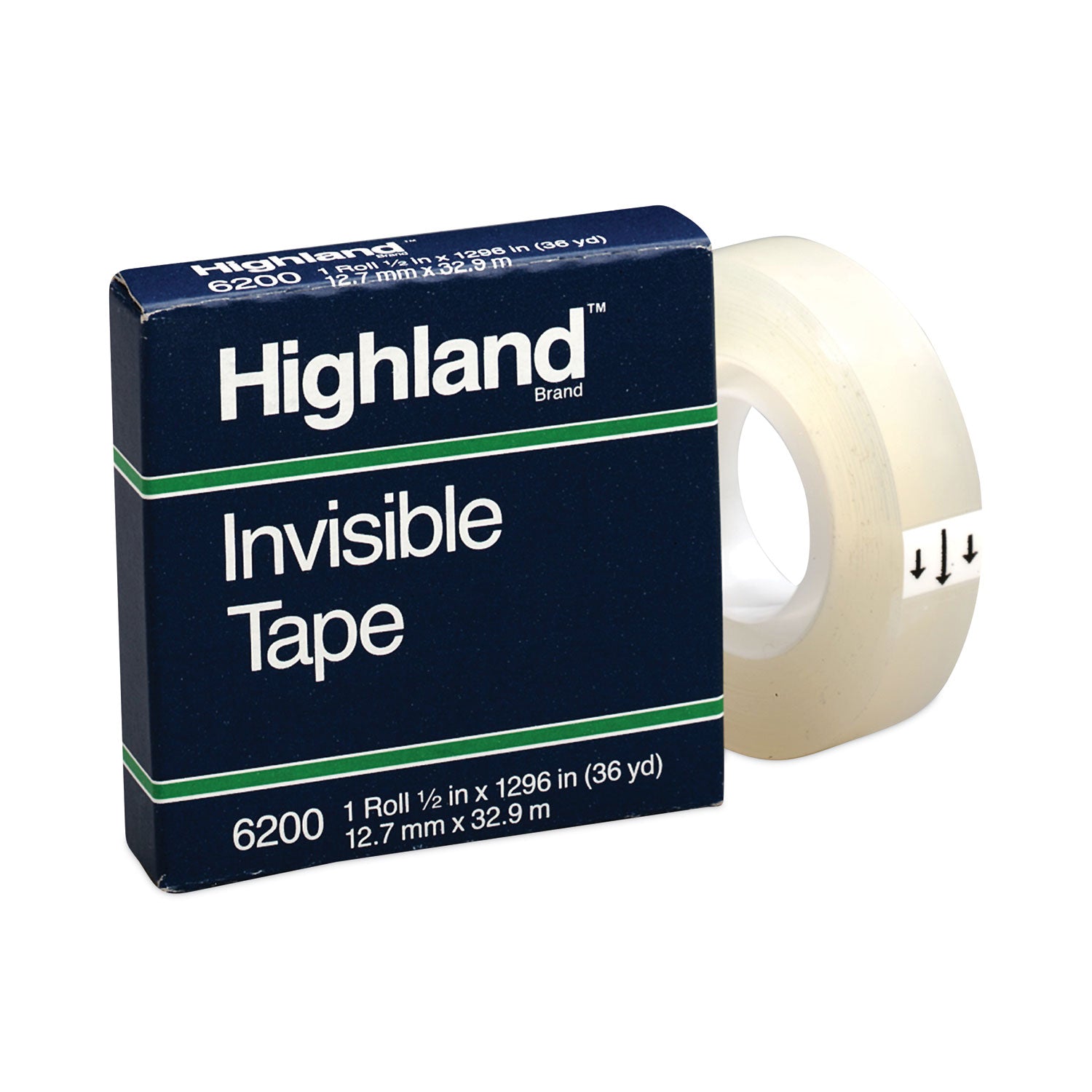 Invisible Permanent Mending Tape, 1" Core, 0.5" x 36 yds, Clear -